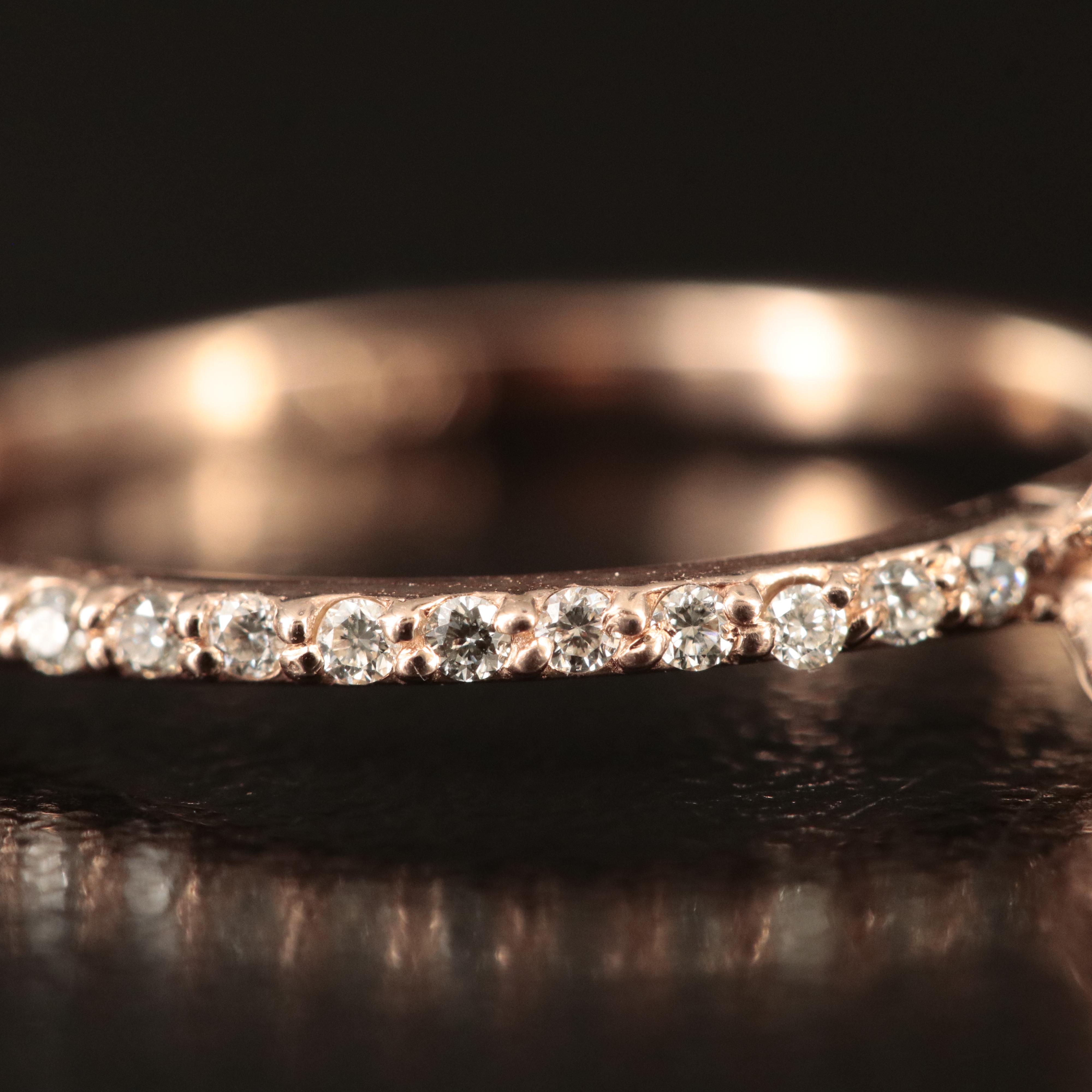 14K Rose Gold Diamond Ring with Fancy Blue Center