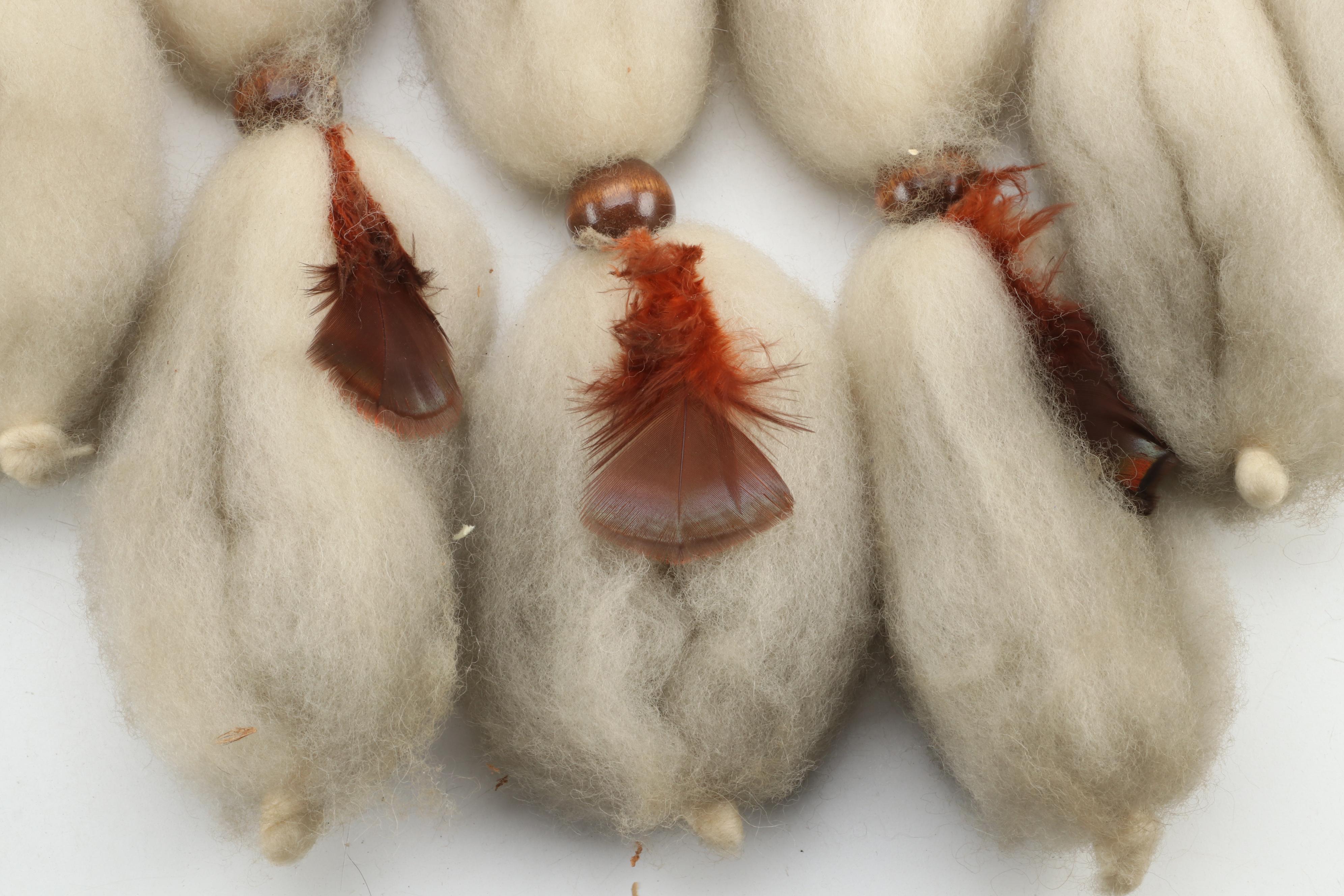 Dream Catcher With Hand Drum, Stick and Woven Palm Bark Bag