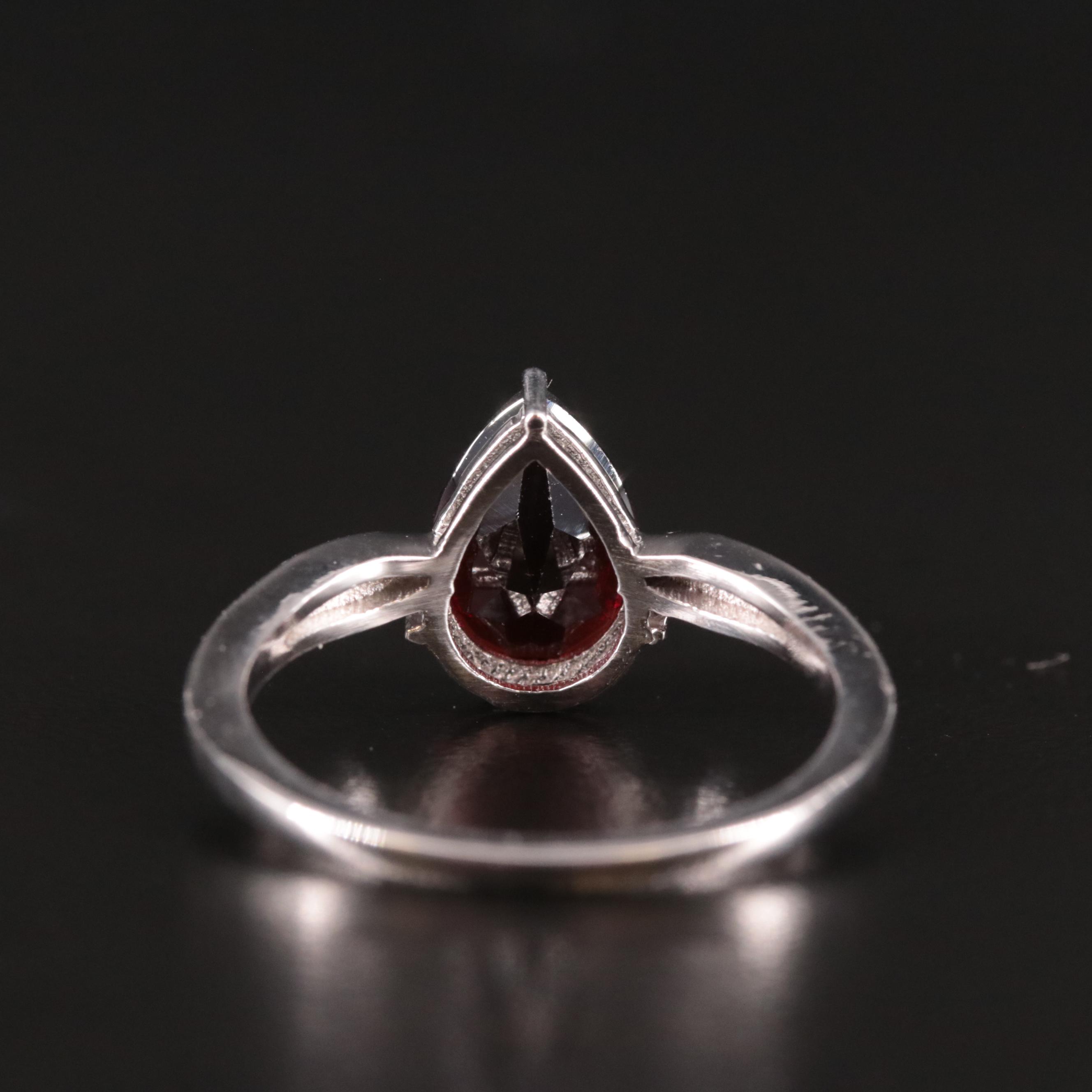 Sterling Garnet and Diamond Ring