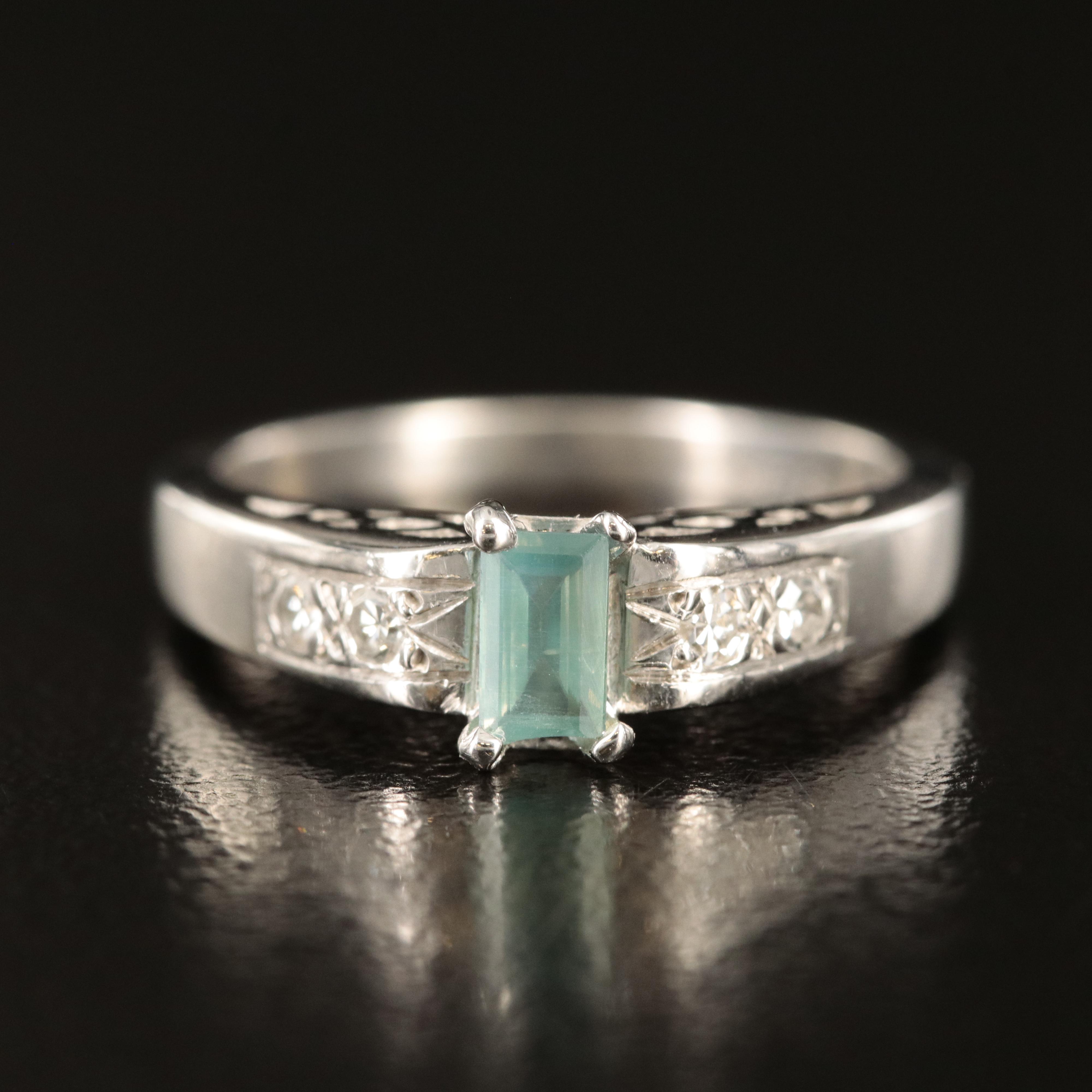 Platinum Alexandrite and Diamond Ring