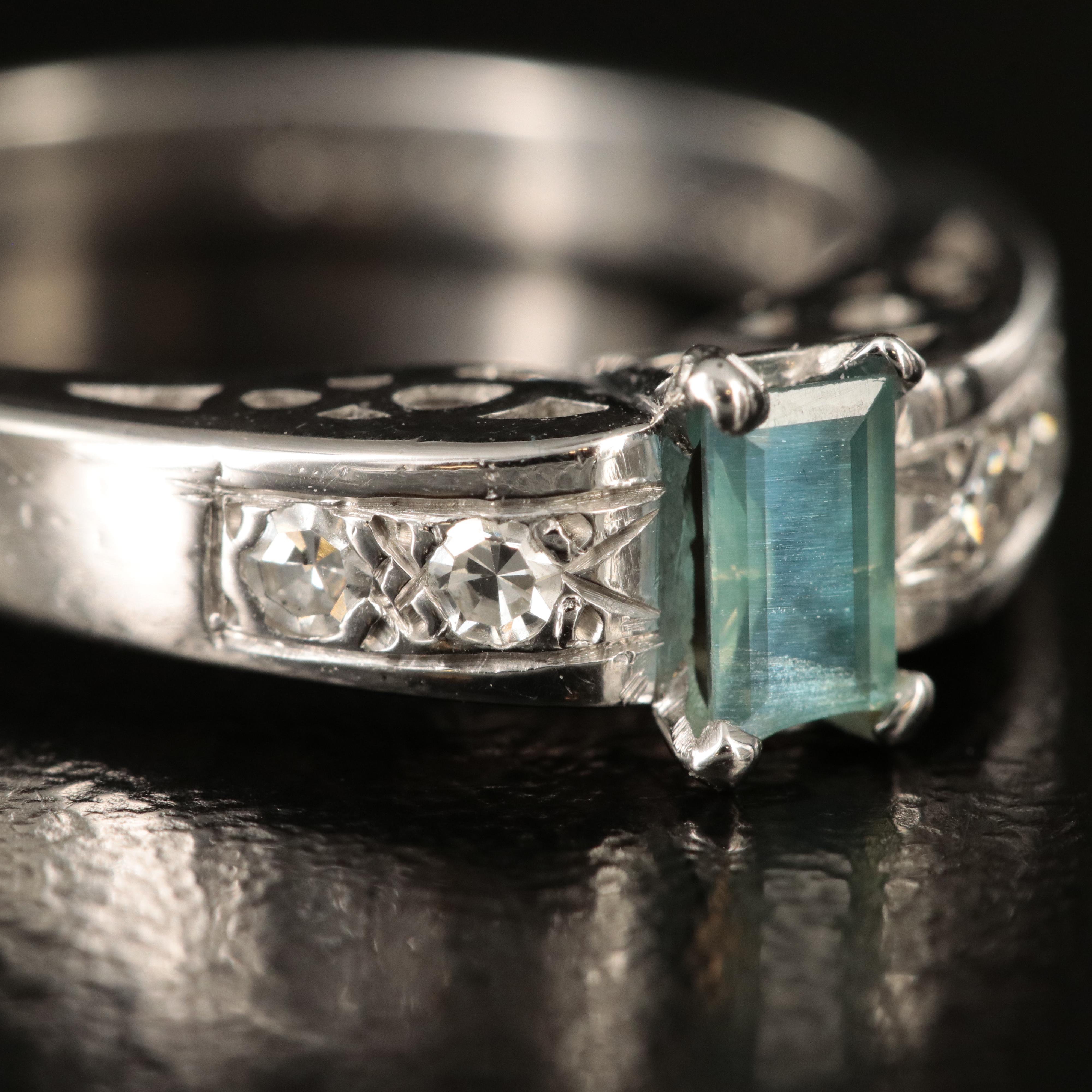 Platinum Alexandrite and Diamond Ring