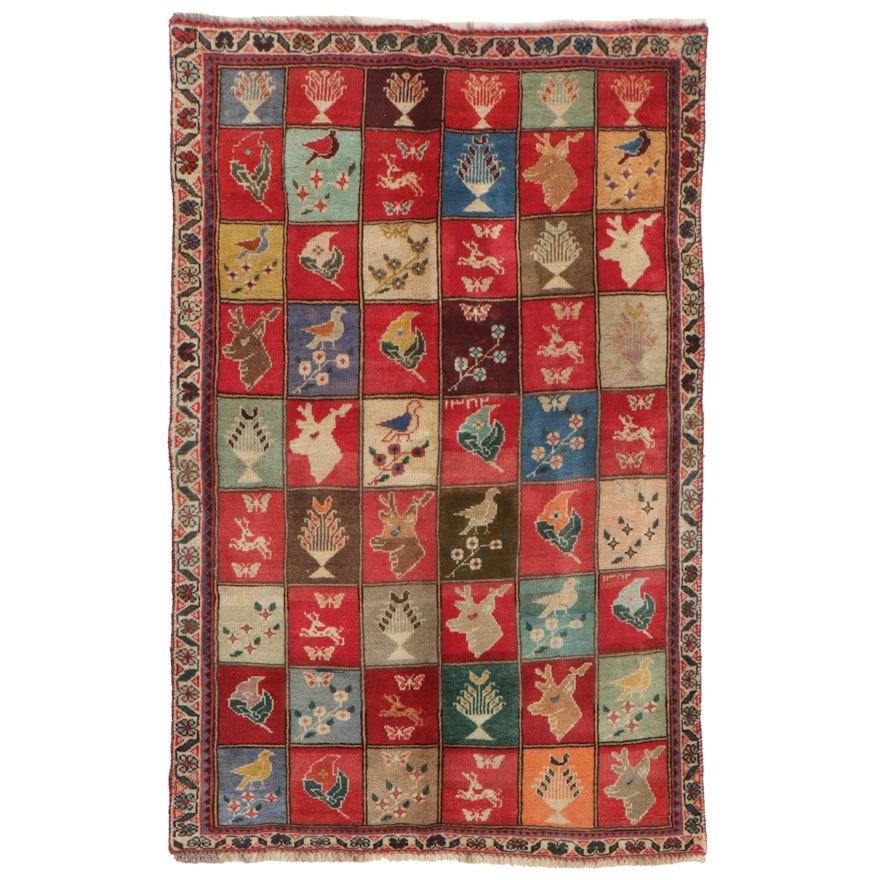 3'4 x 5' Hand-Knotted Persian Kurdish Christmas Theme Accent Rug