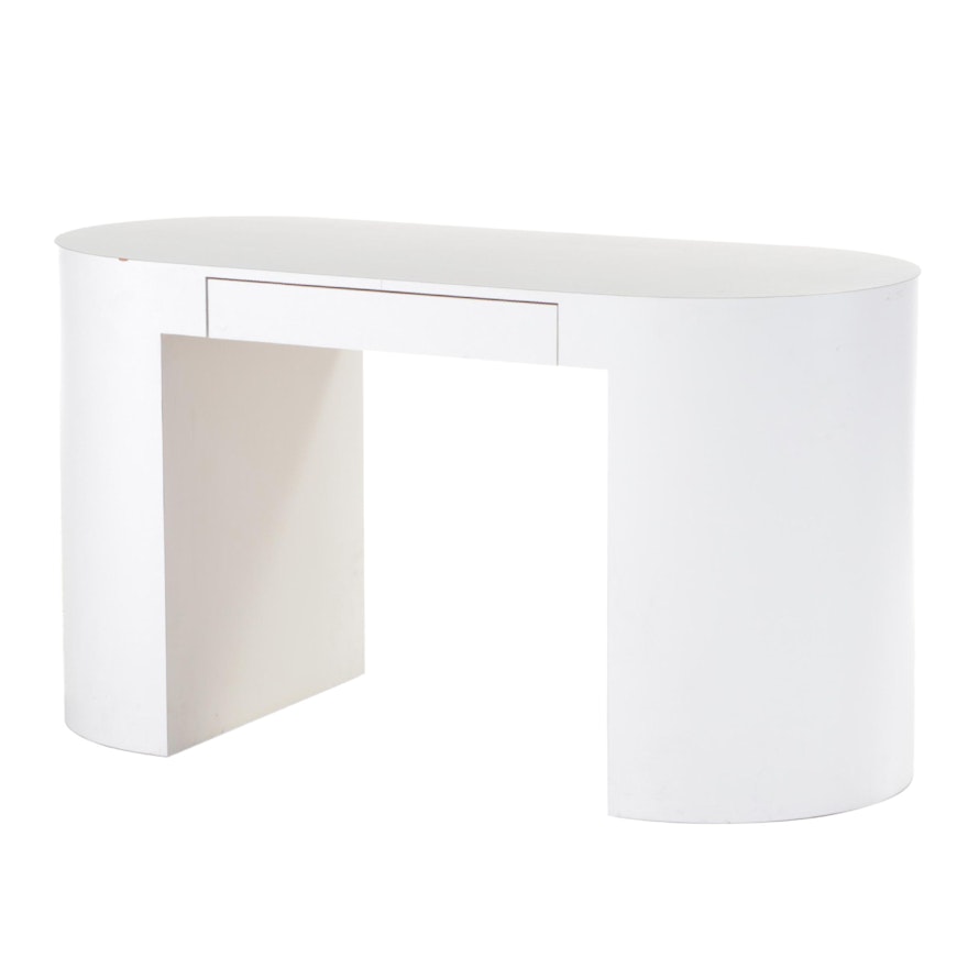 Post Modernist White Laminate Single-Drawer Desk, Late 20th Century