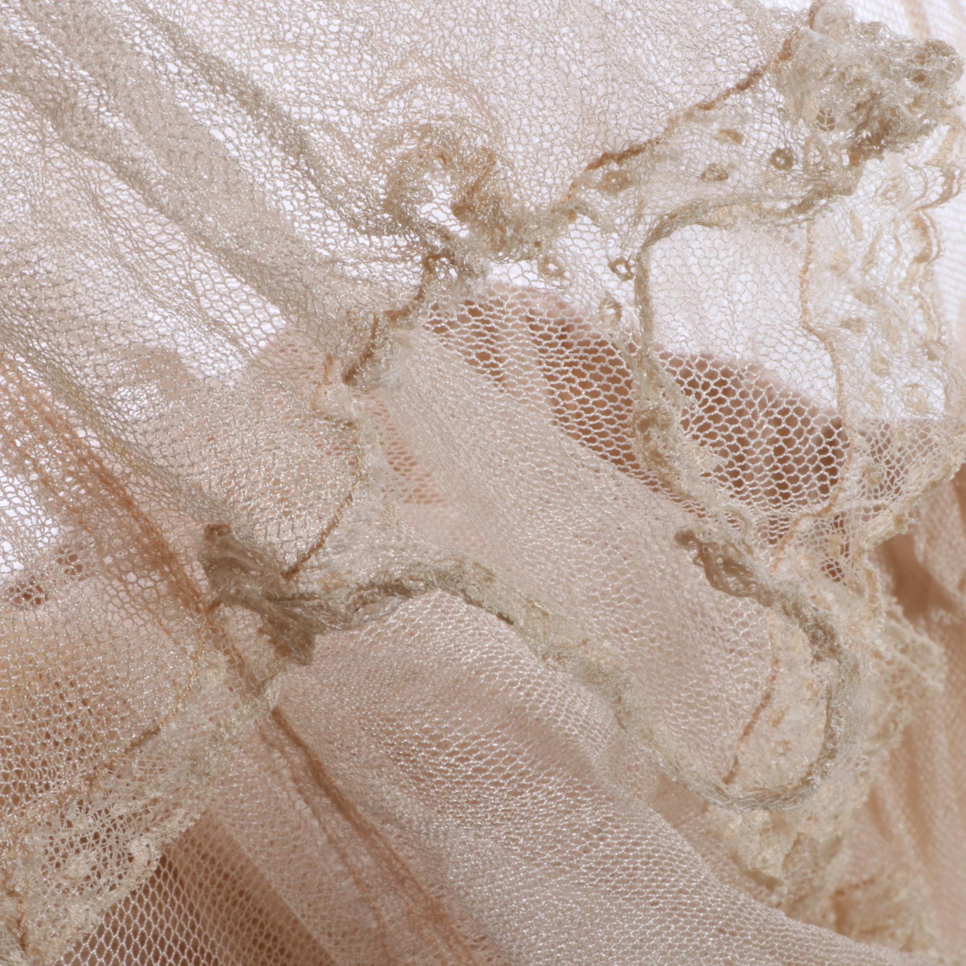 Fitted and Dropped Waist Sheer Lace Mesh Tiered Overdresses, circa 1930