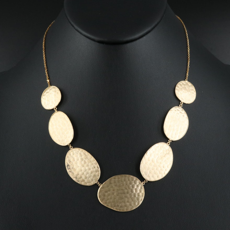 Italian 14K Textured Disks Necklace