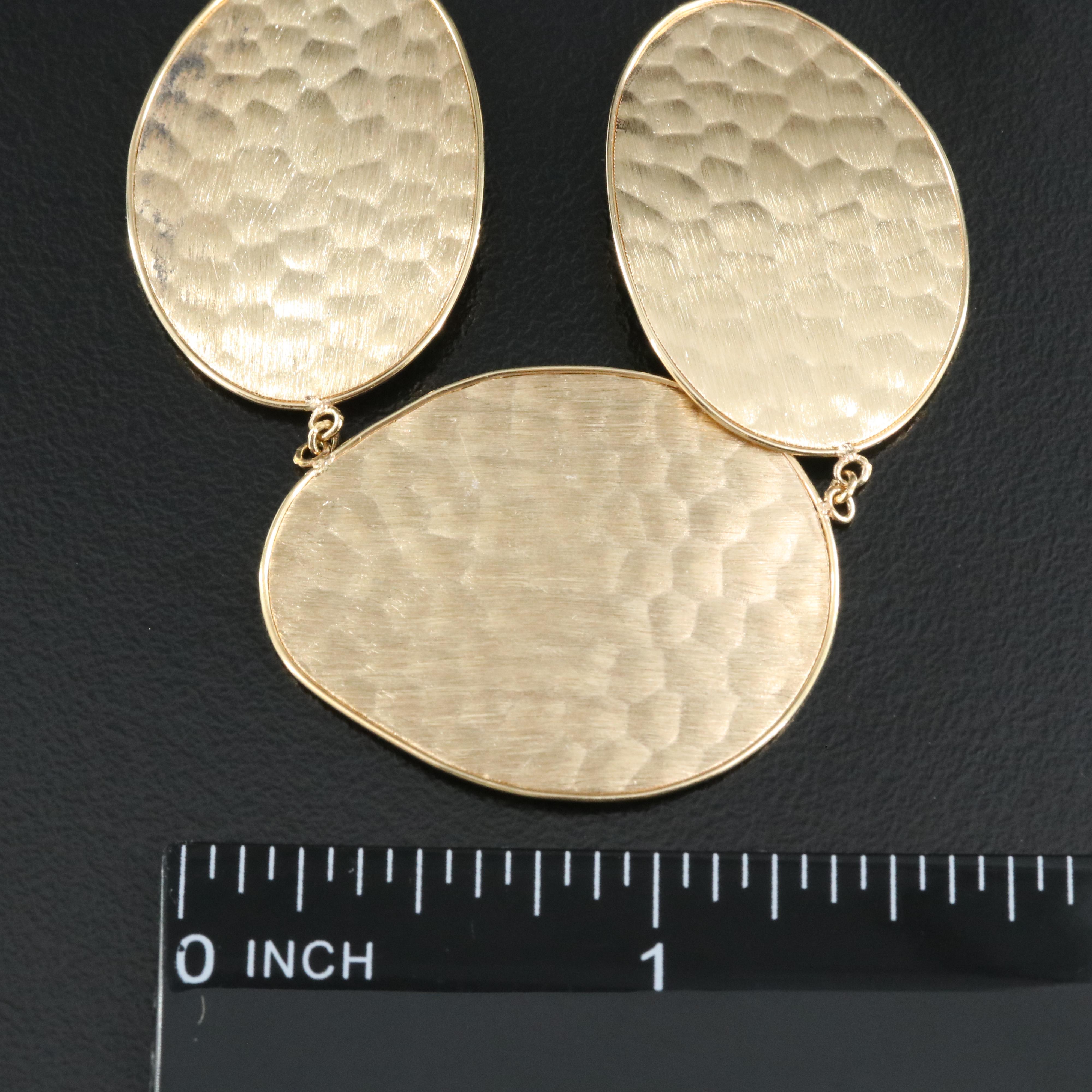 Italian 14K Textured Disks Necklace