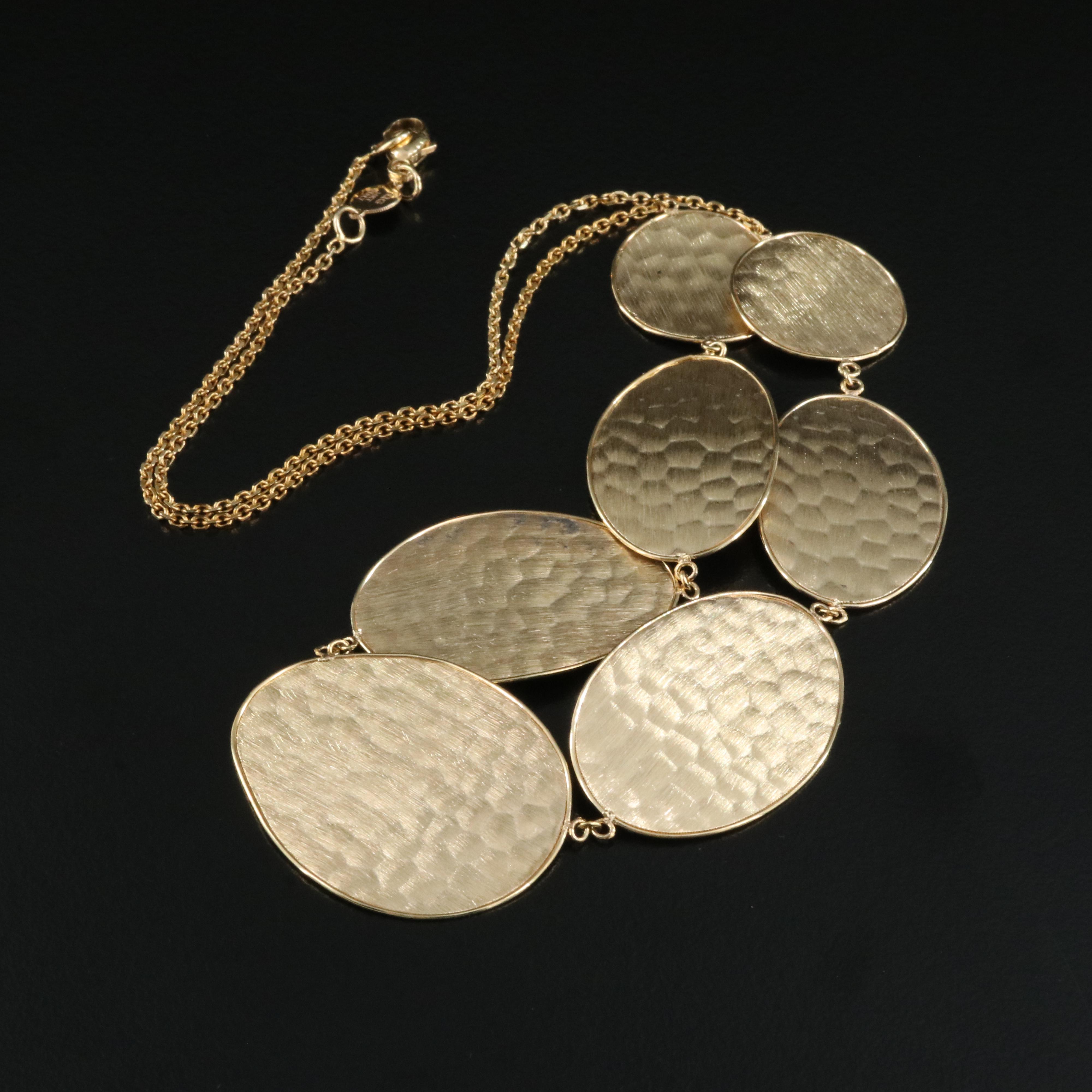 Italian 14K Textured Disks Necklace