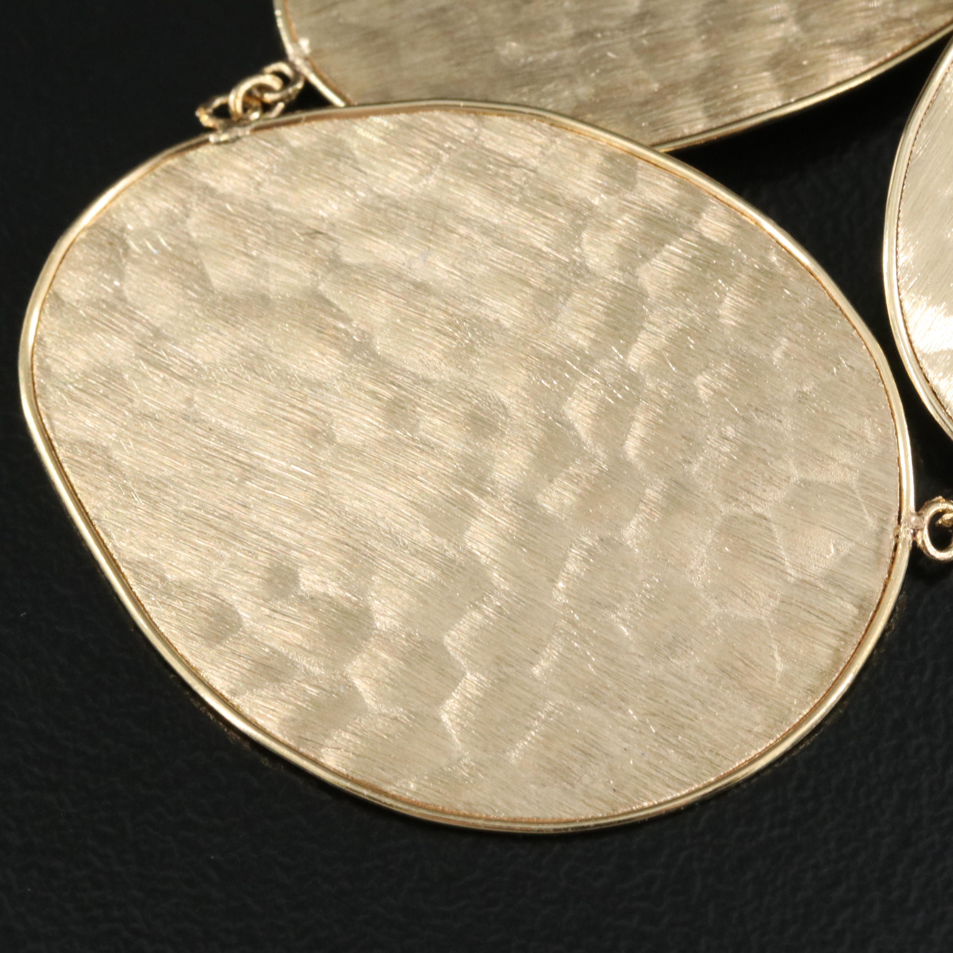 Italian 14K Textured Disks Necklace