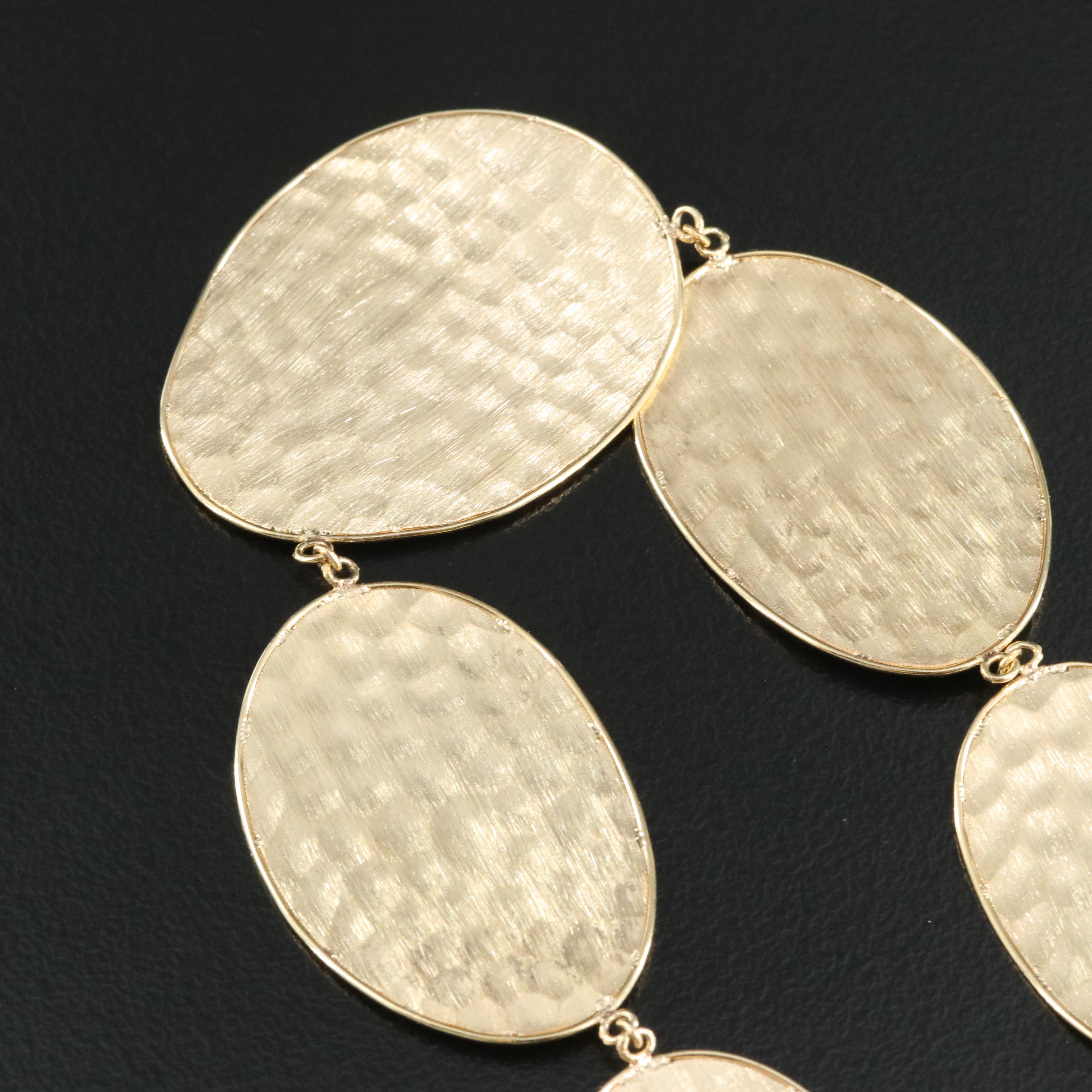 Italian 14K Textured Disks Necklace