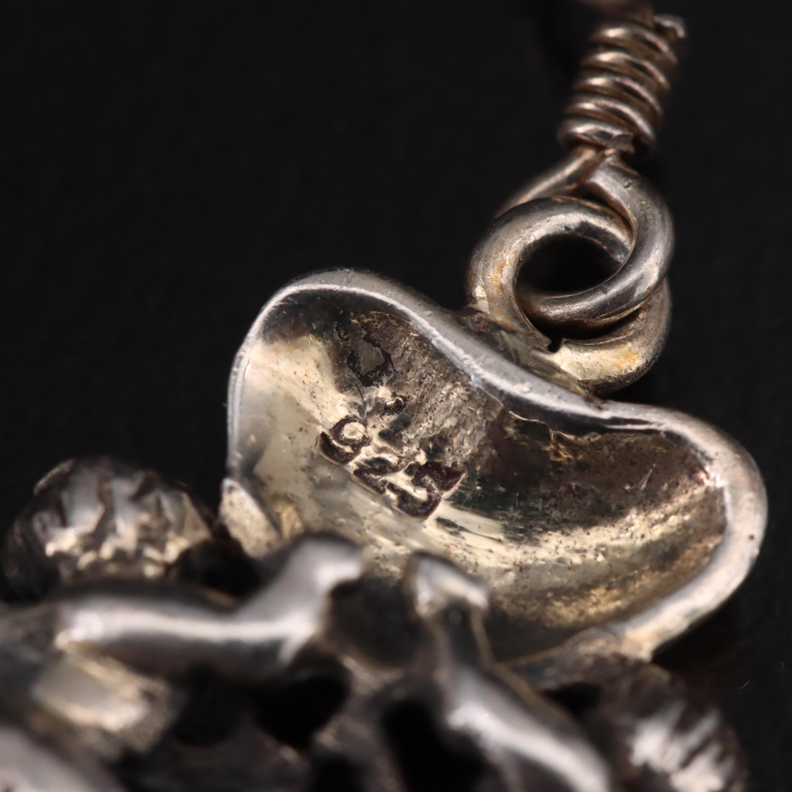 Sterling Cupid, Heart and Rose Earrings