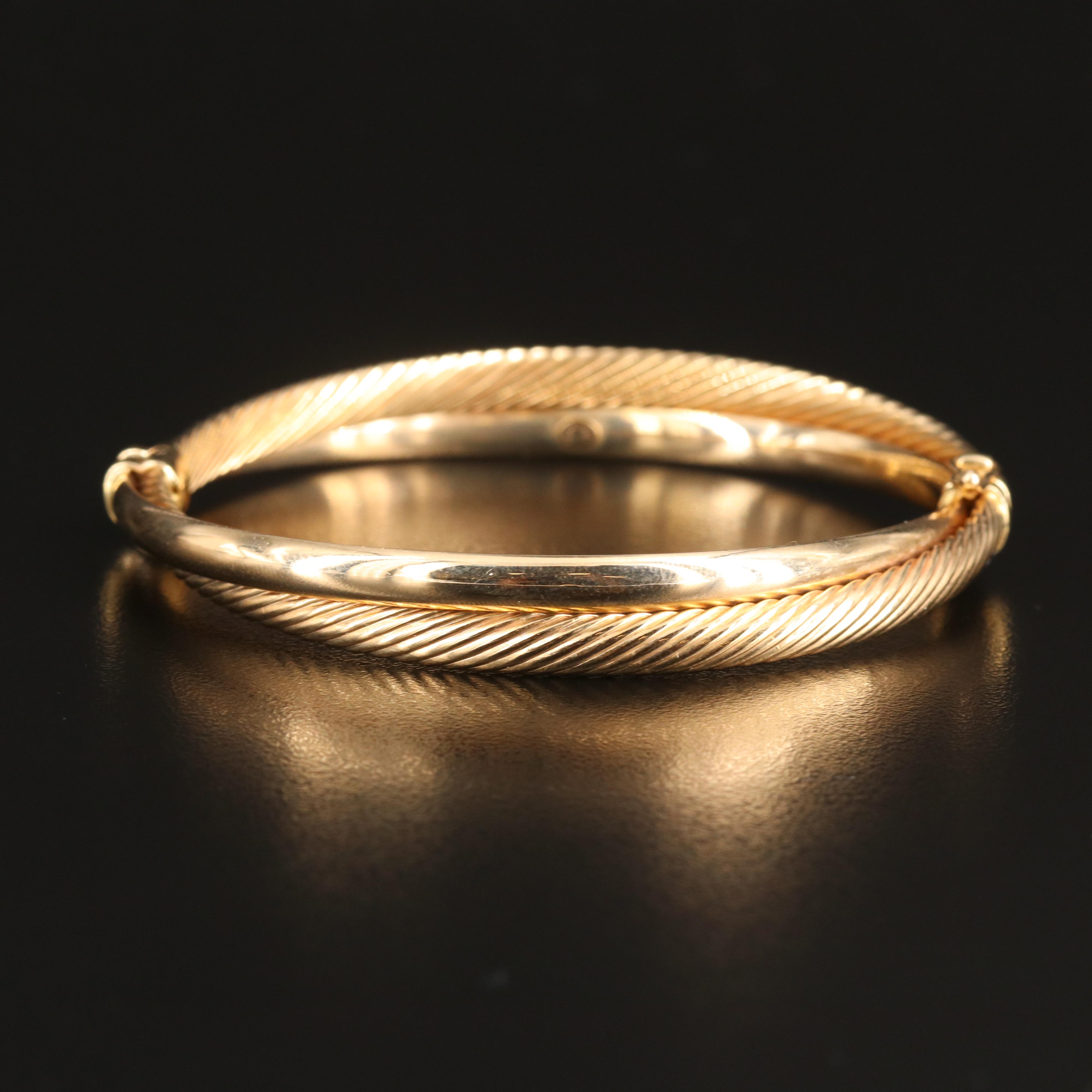 14K Crossover Hinged Bangle