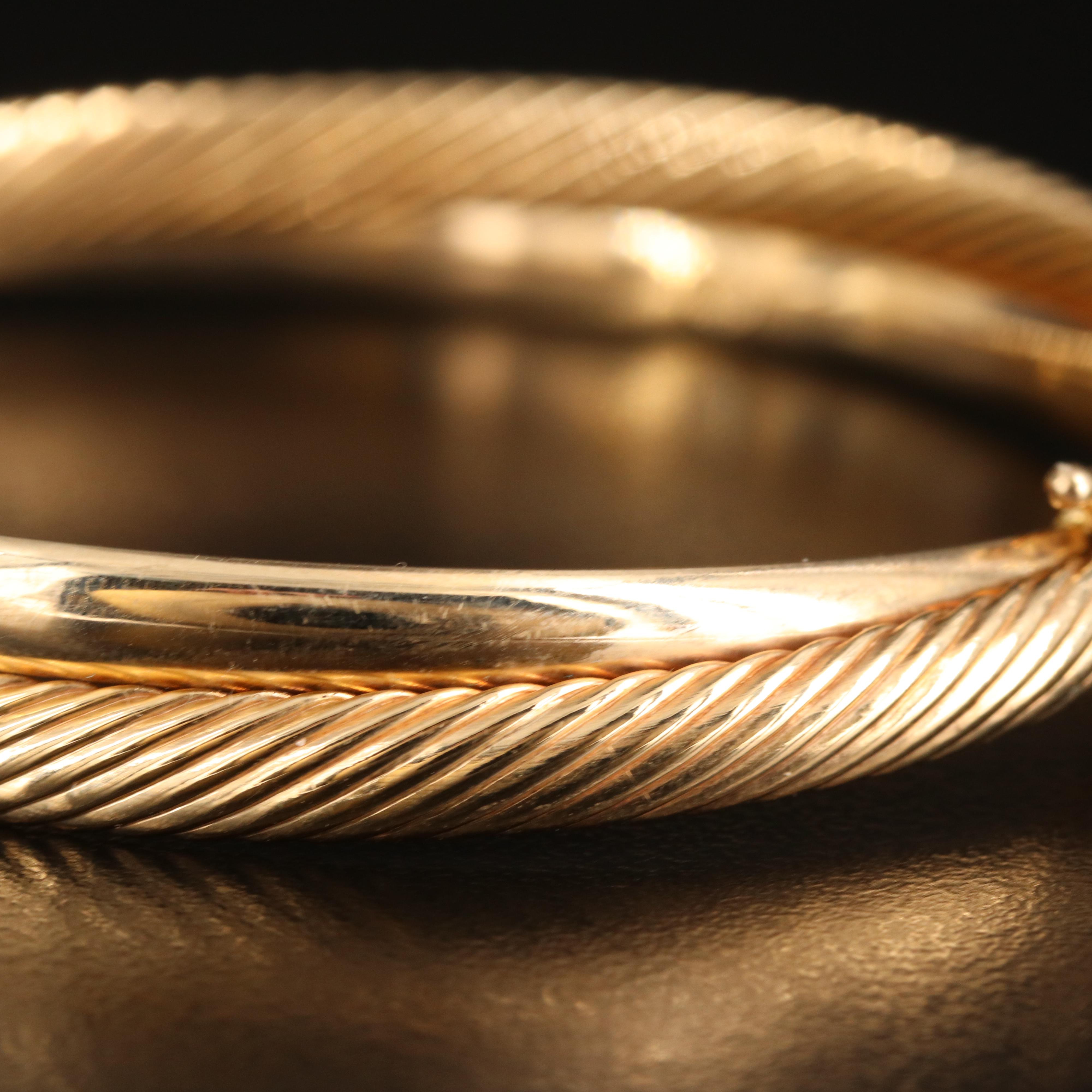 14K Crossover Hinged Bangle