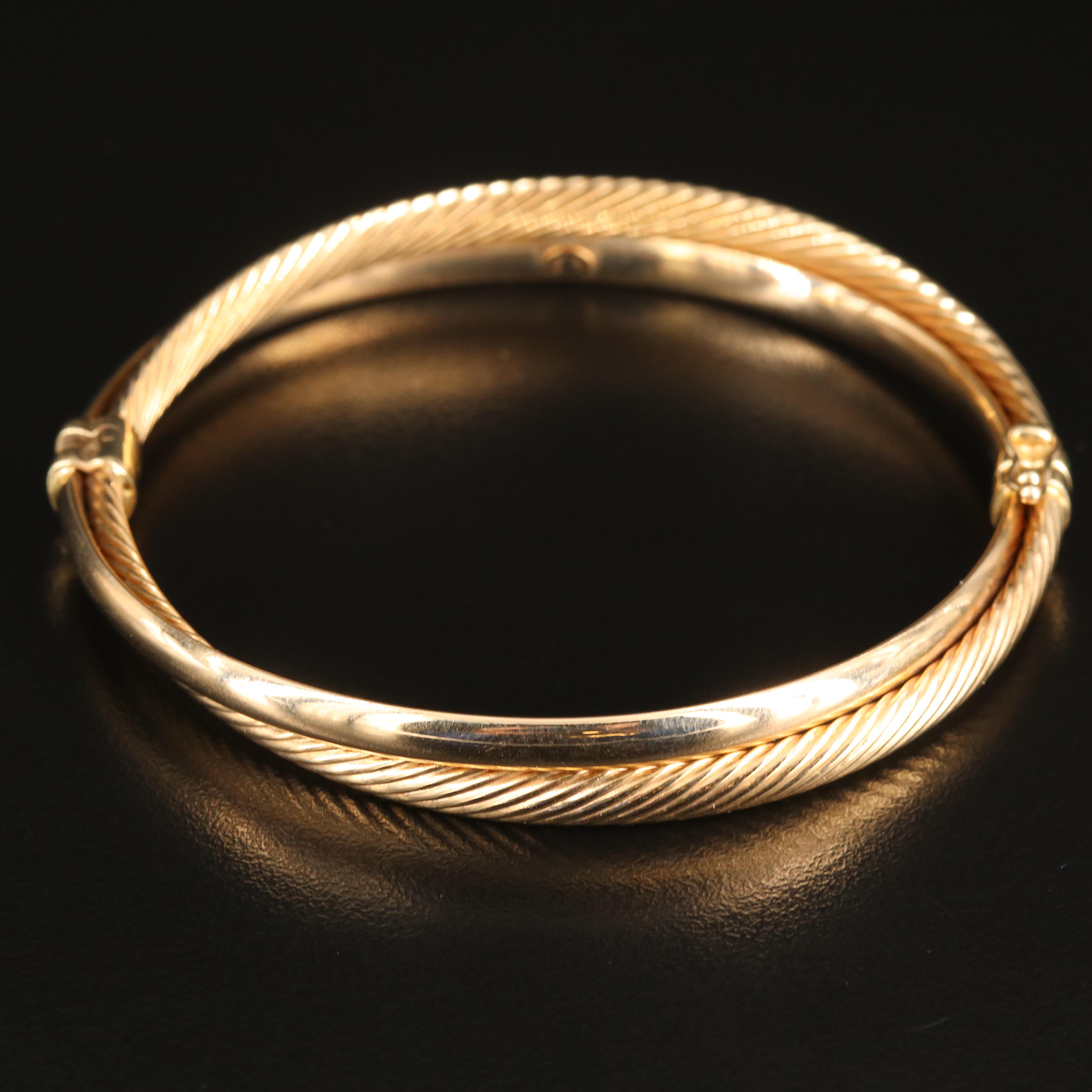 14K Crossover Hinged Bangle
