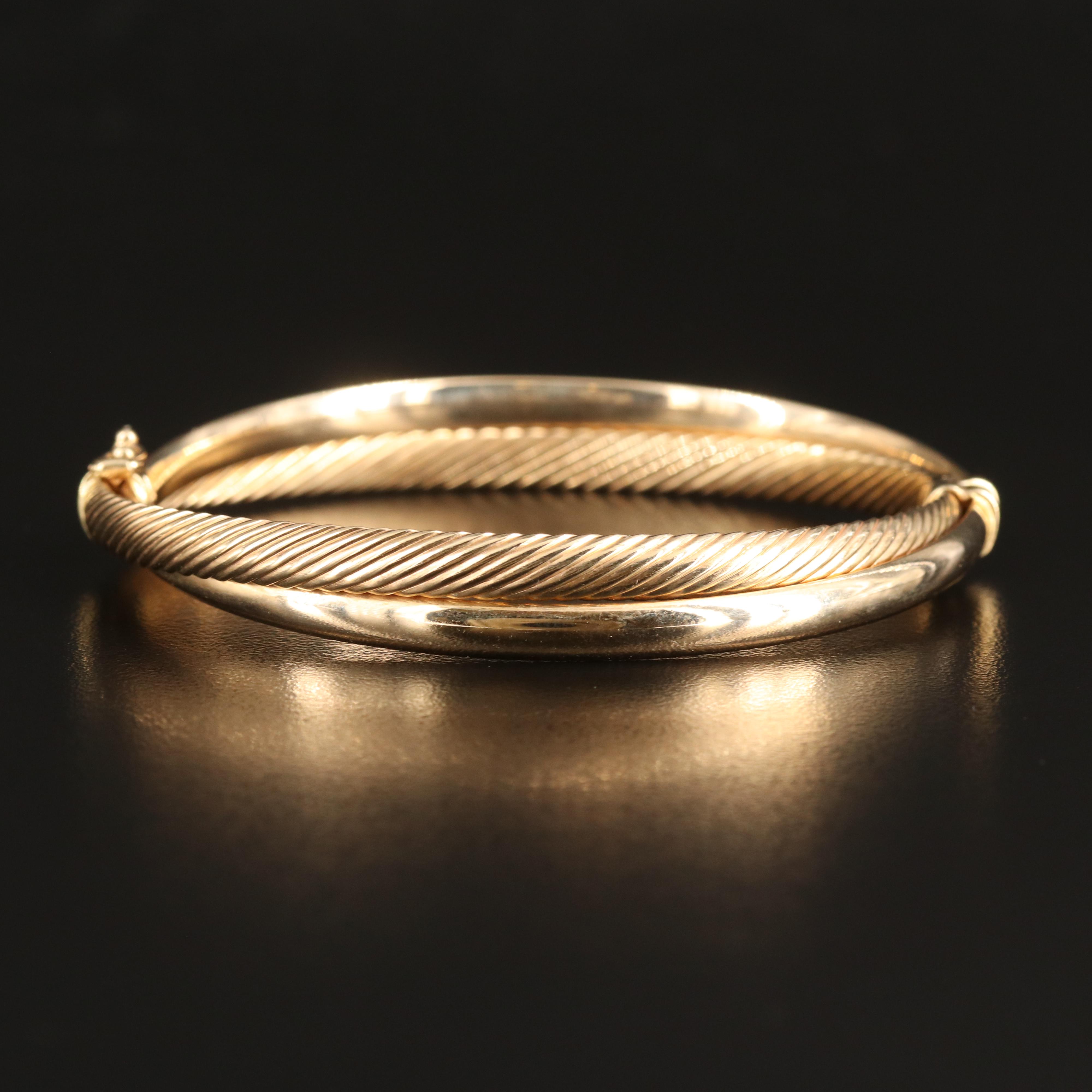14K Crossover Hinged Bangle