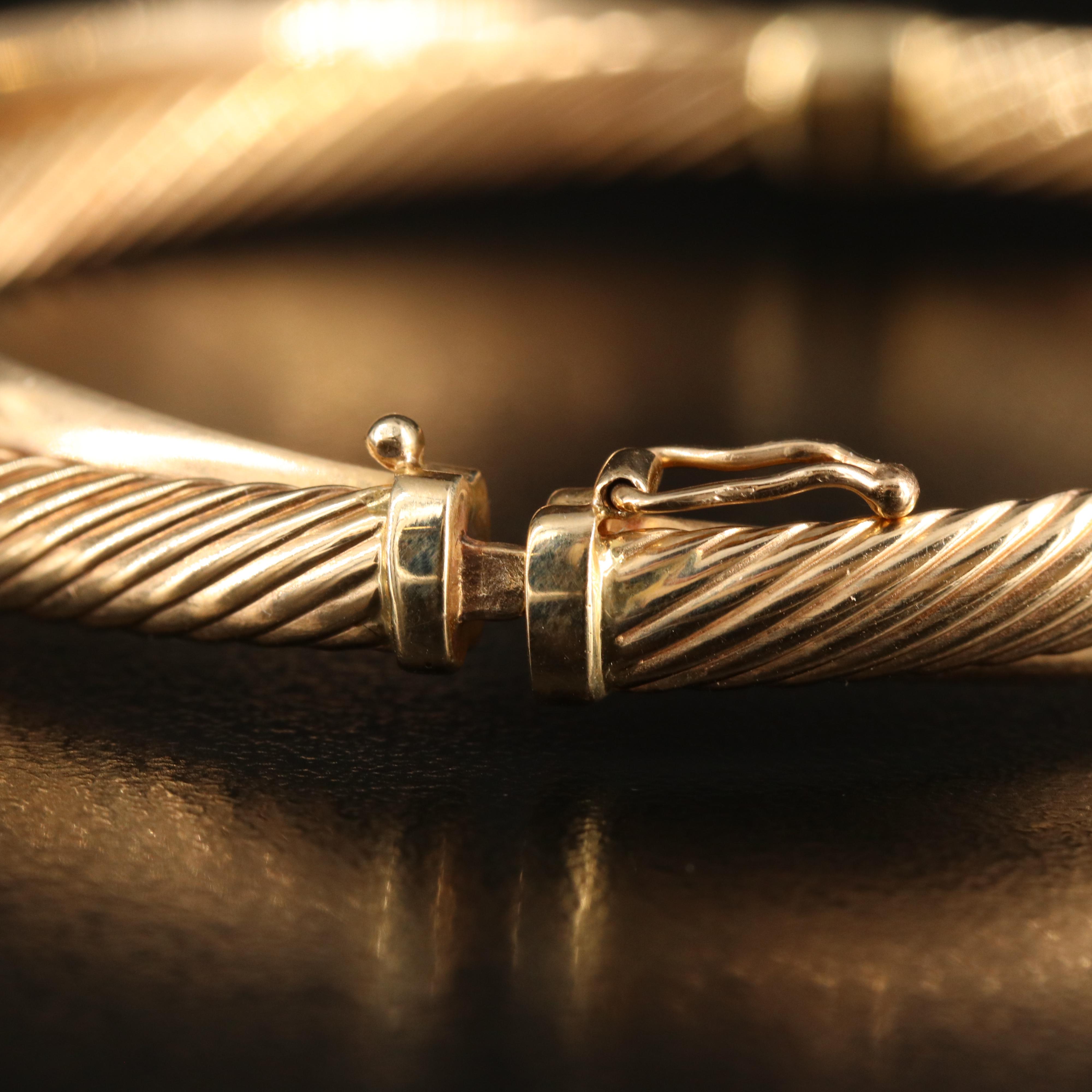 14K Crossover Hinged Bangle