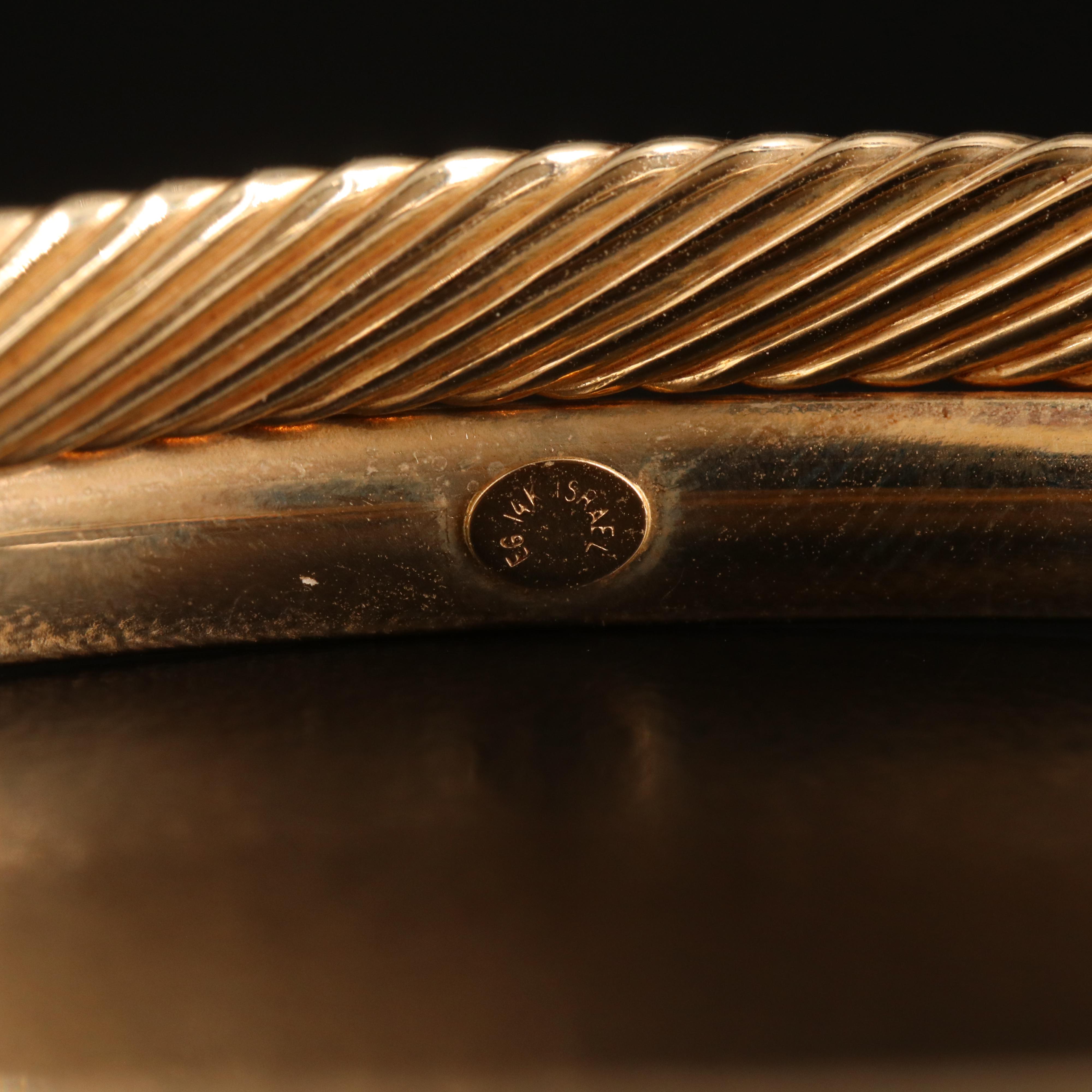 14K Crossover Hinged Bangle