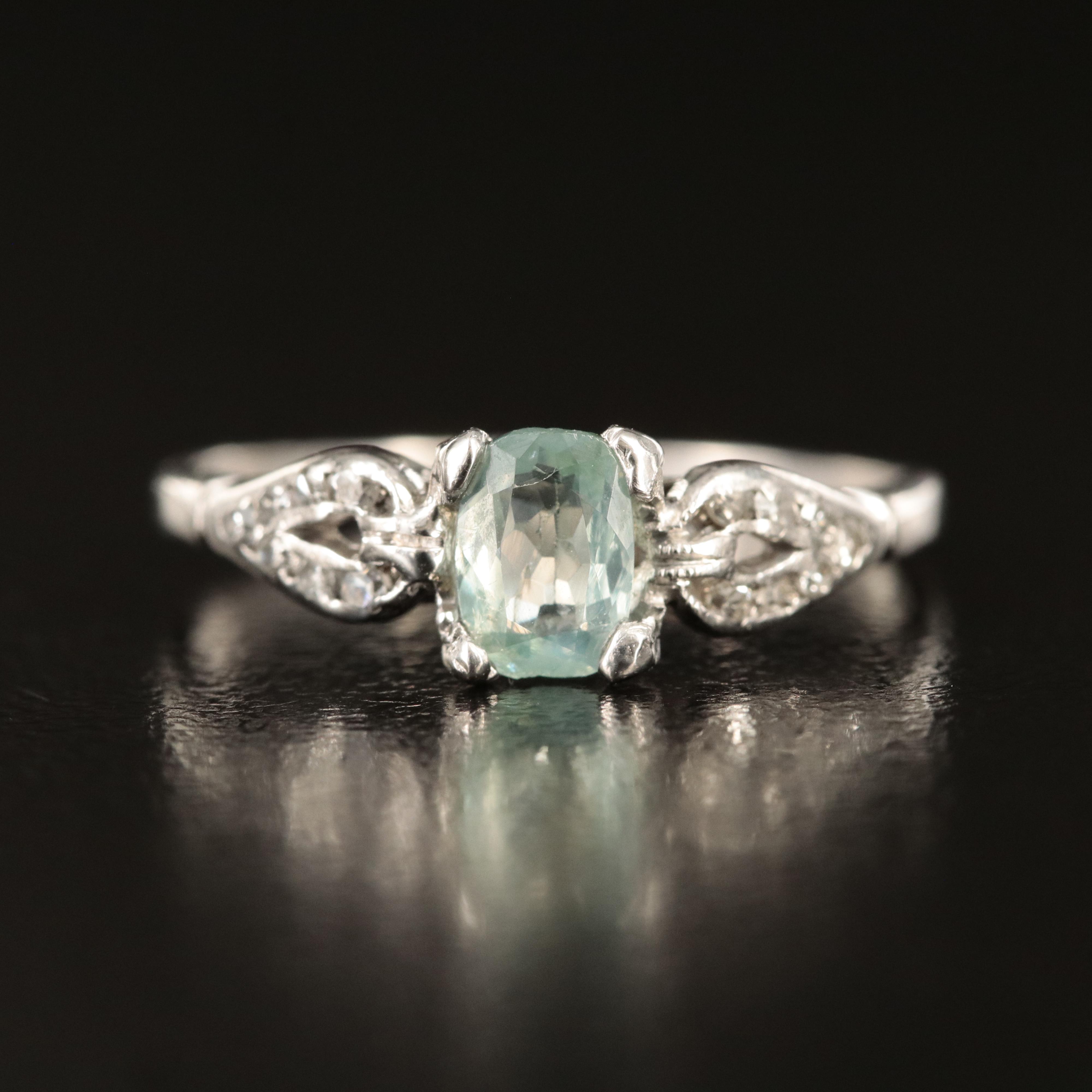 Platinum Chrysoberyl and Diamond Ring