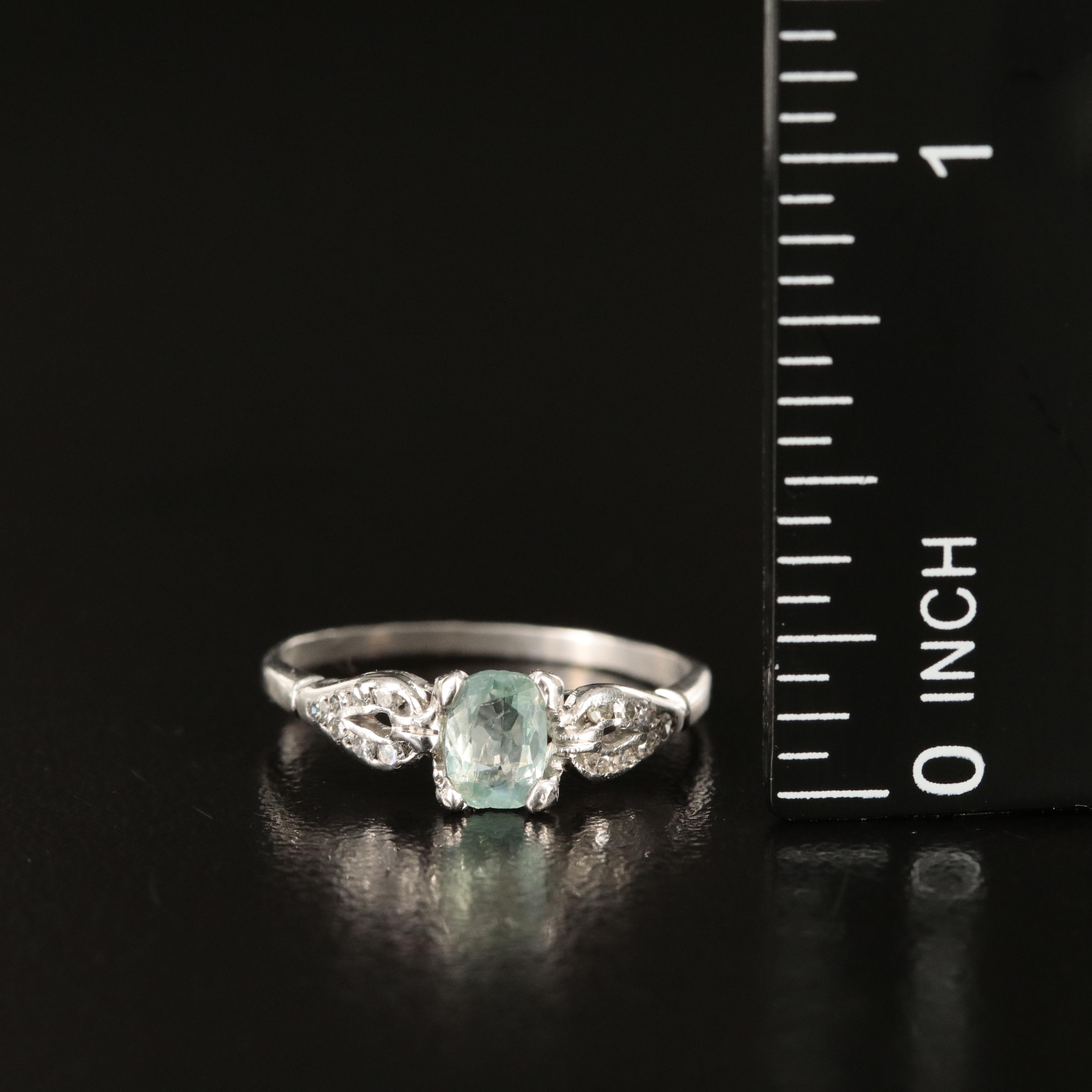 Platinum Chrysoberyl and Diamond Ring