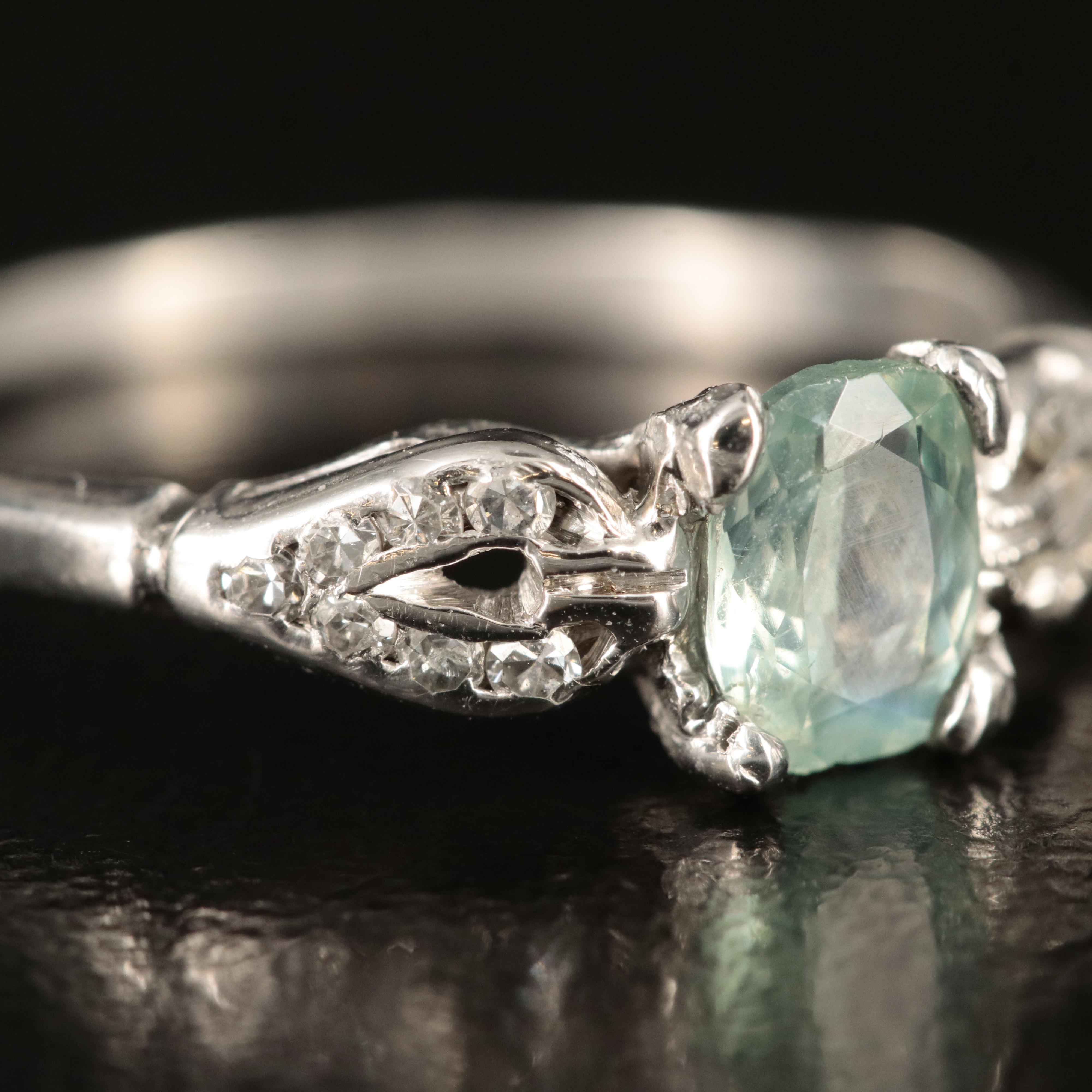 Platinum Chrysoberyl and Diamond Ring