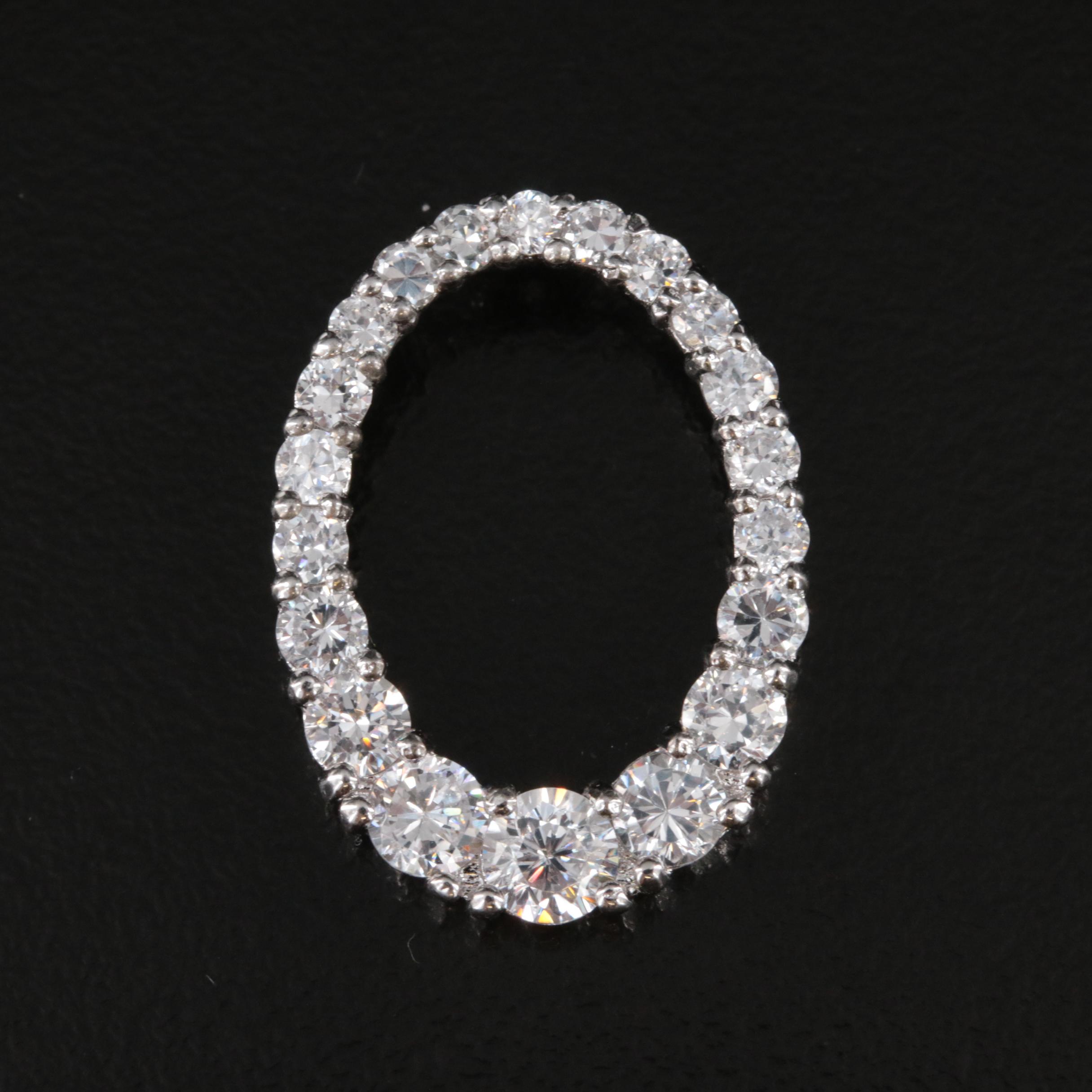 Sterling Cubic Zirconia Graduated Oval Slide Pendant