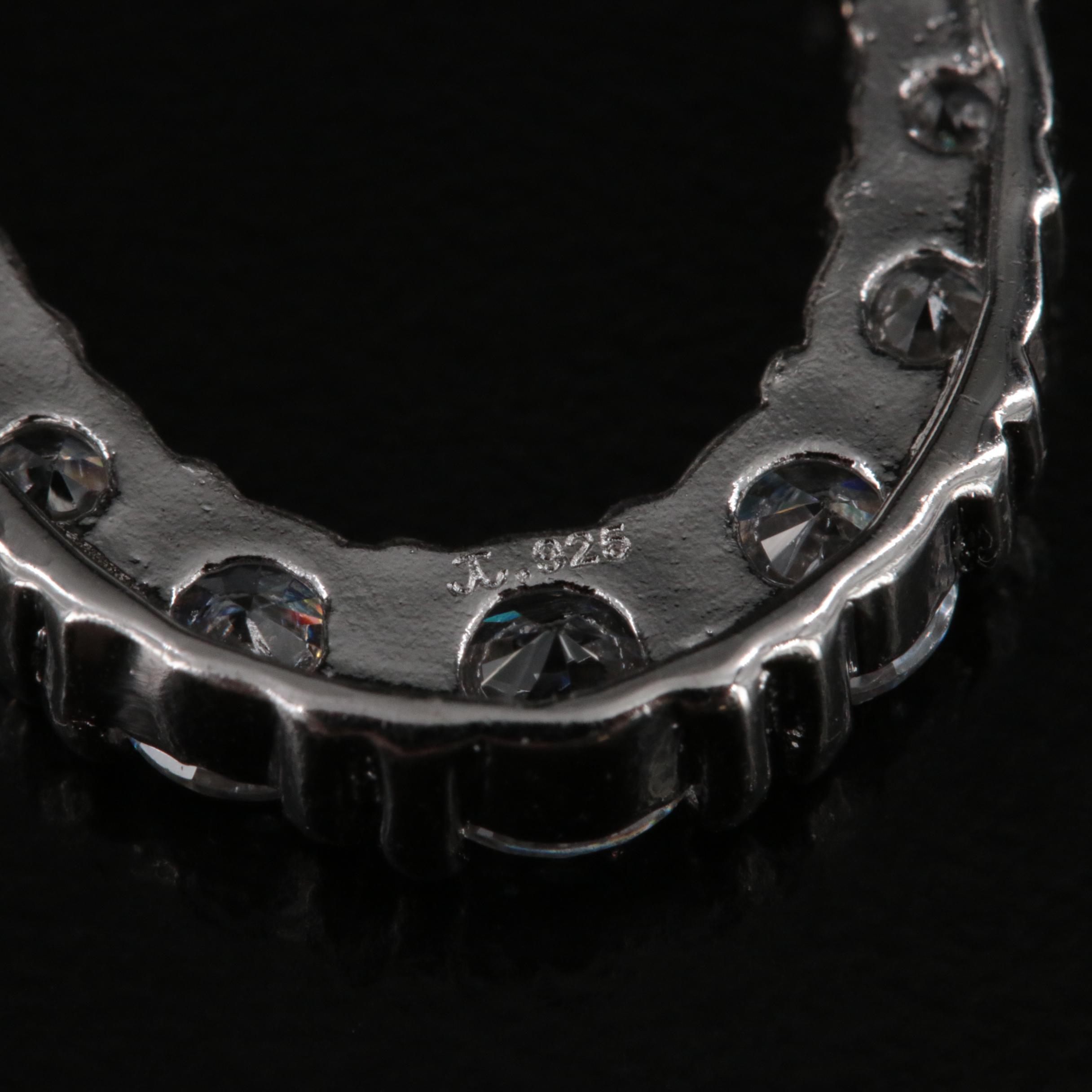 Sterling Cubic Zirconia Graduated Oval Slide Pendant