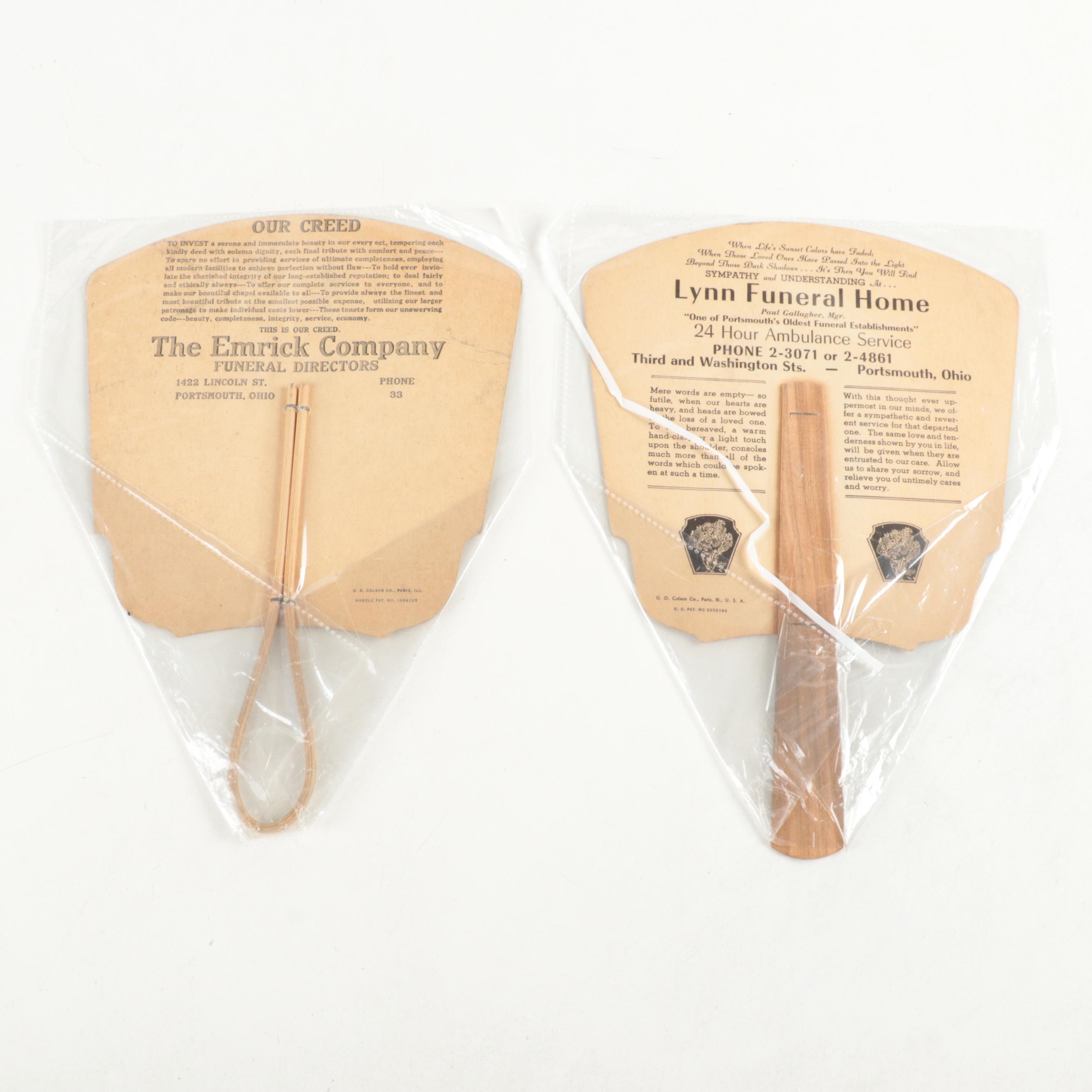 Windel-Howland, F. C. Daehler and Other Funeral Home Hand Fans