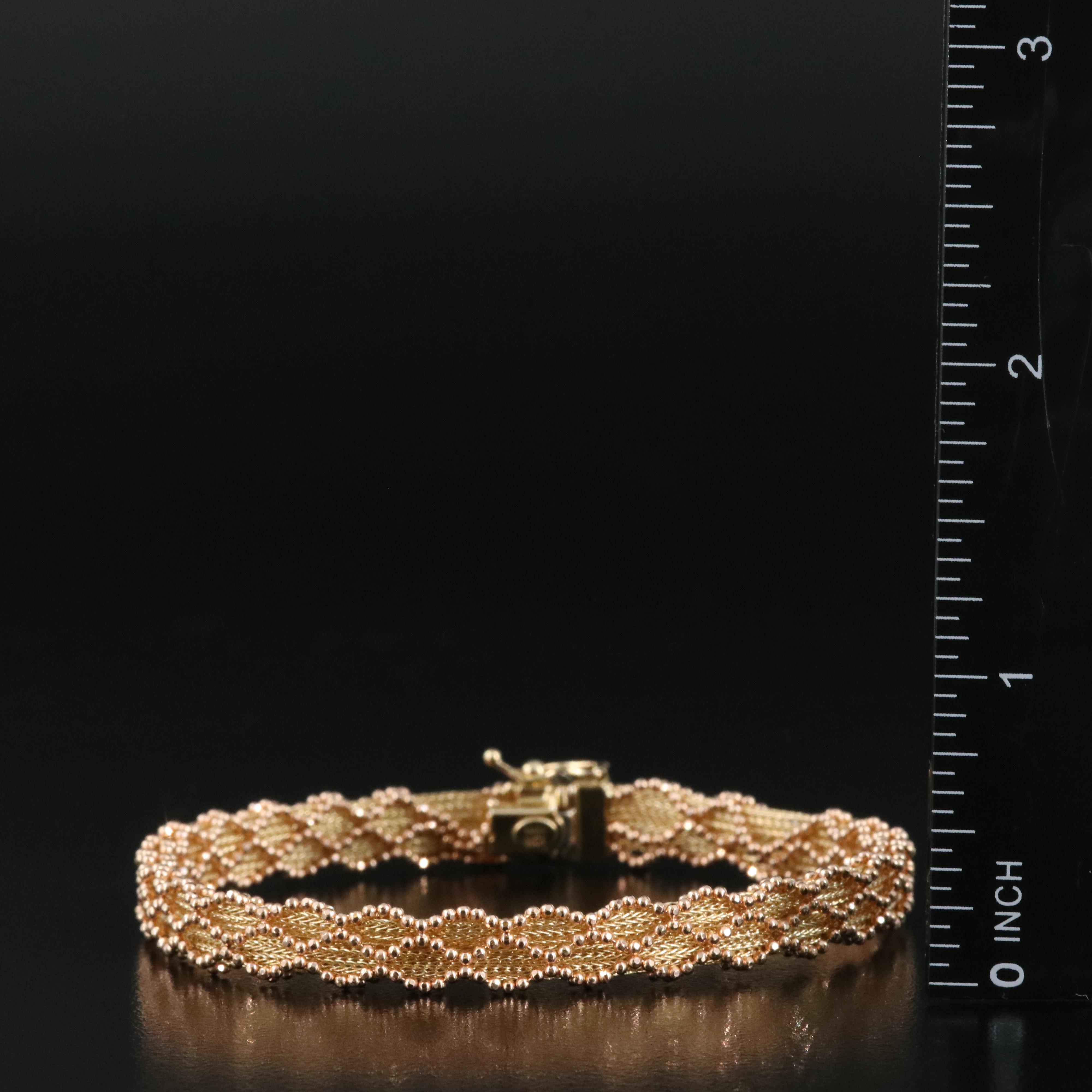 14K Foxtail Bracelet with Rose Gold Accents
