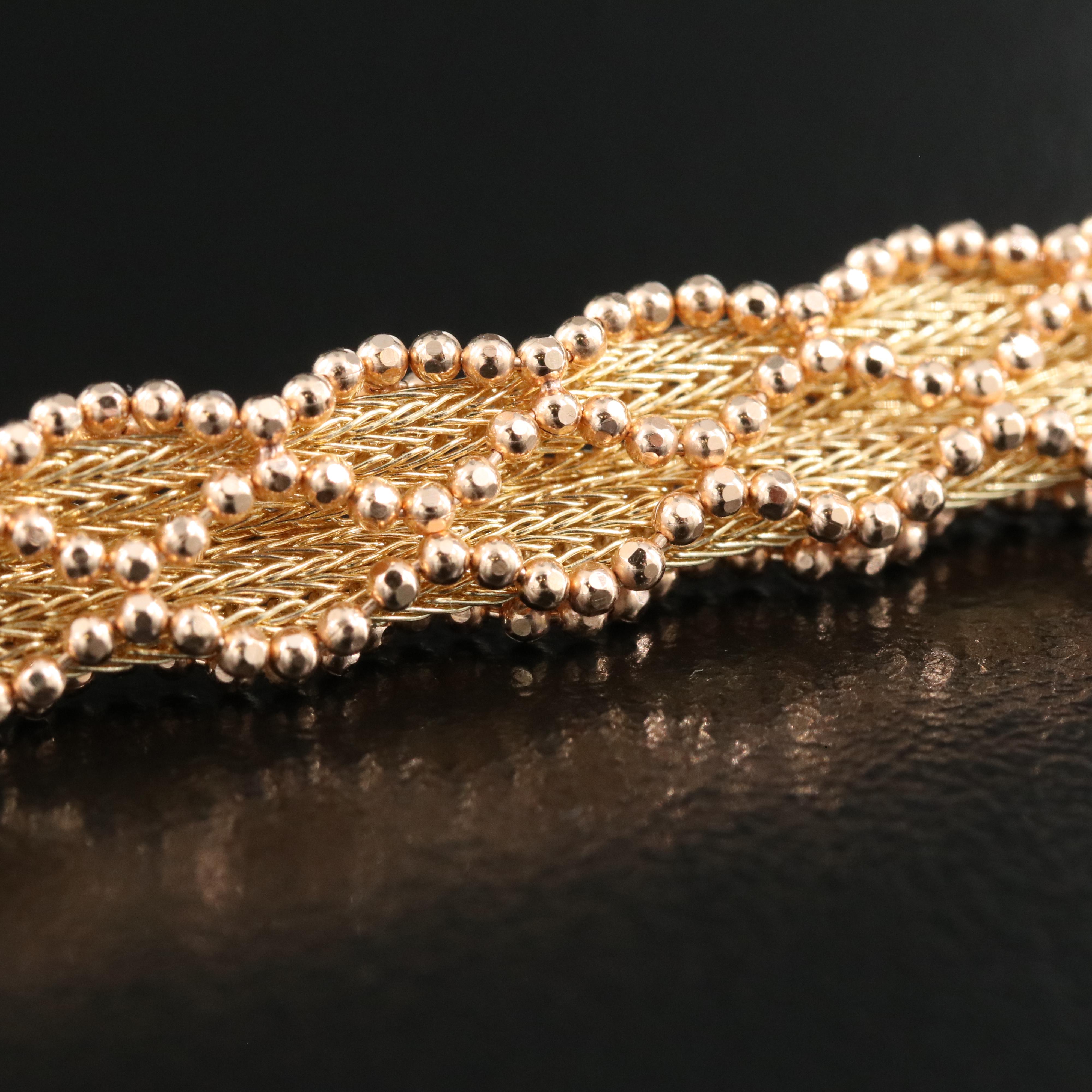 14K Foxtail Bracelet with Rose Gold Accents