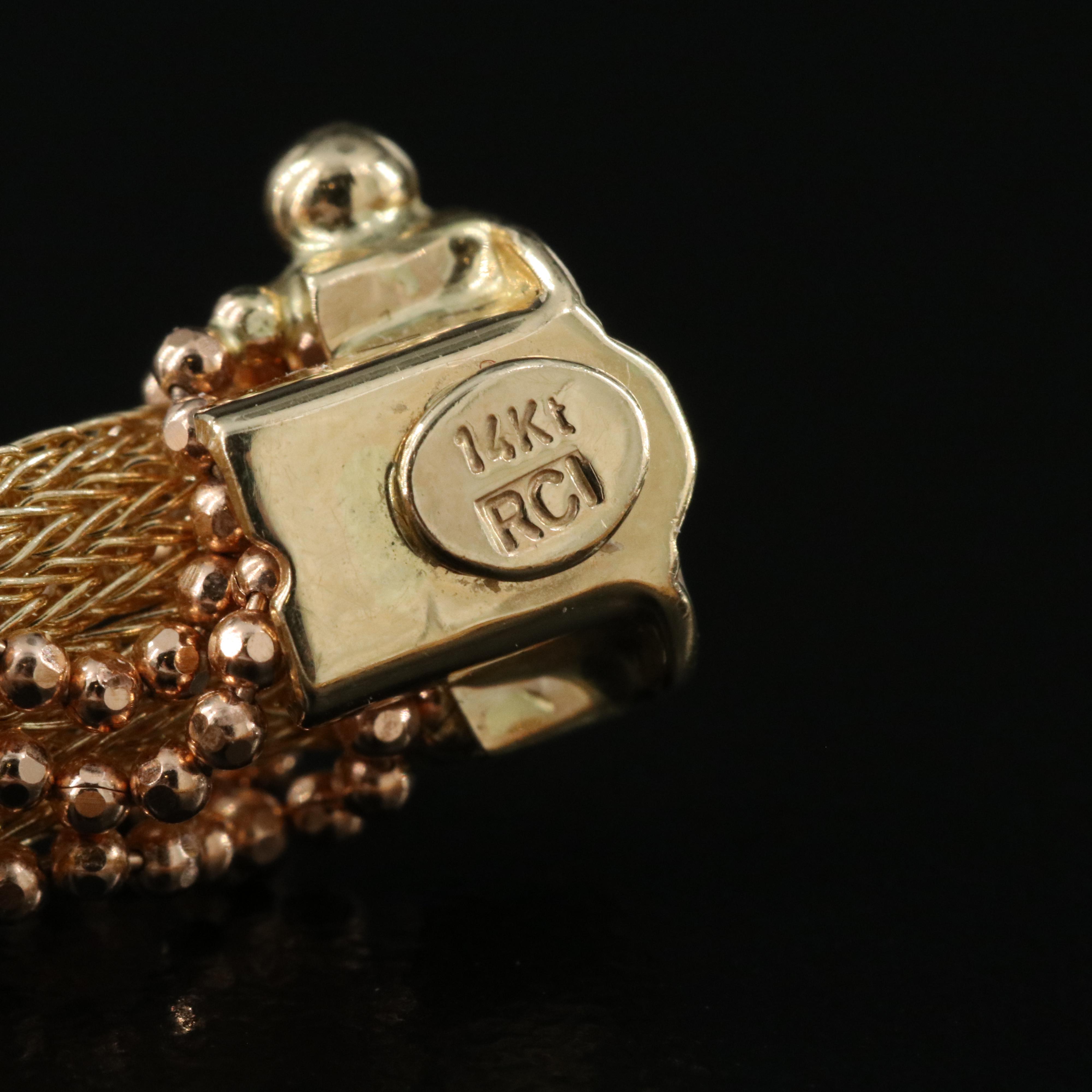 14K Foxtail Bracelet with Rose Gold Accents