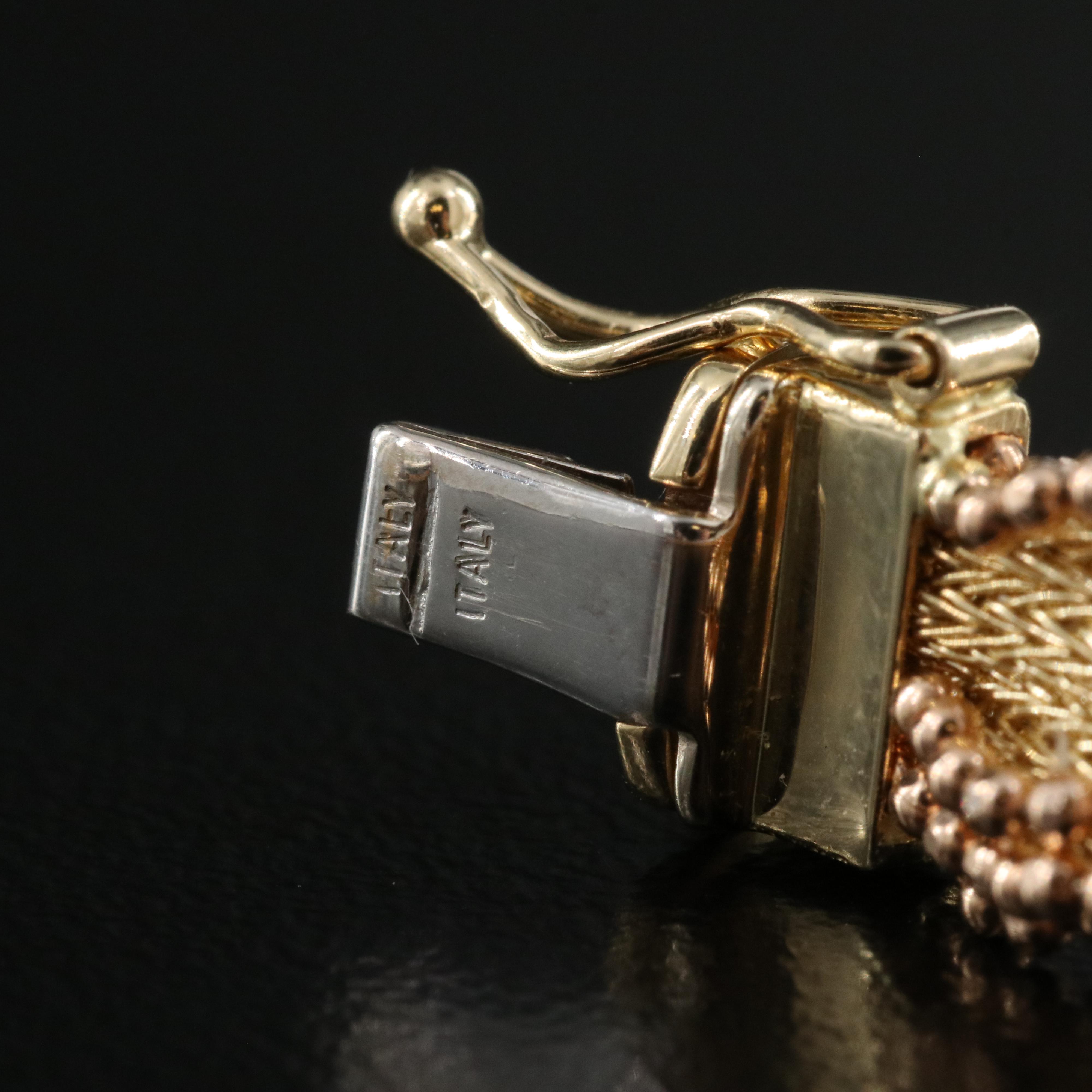 14K Foxtail Bracelet with Rose Gold Accents