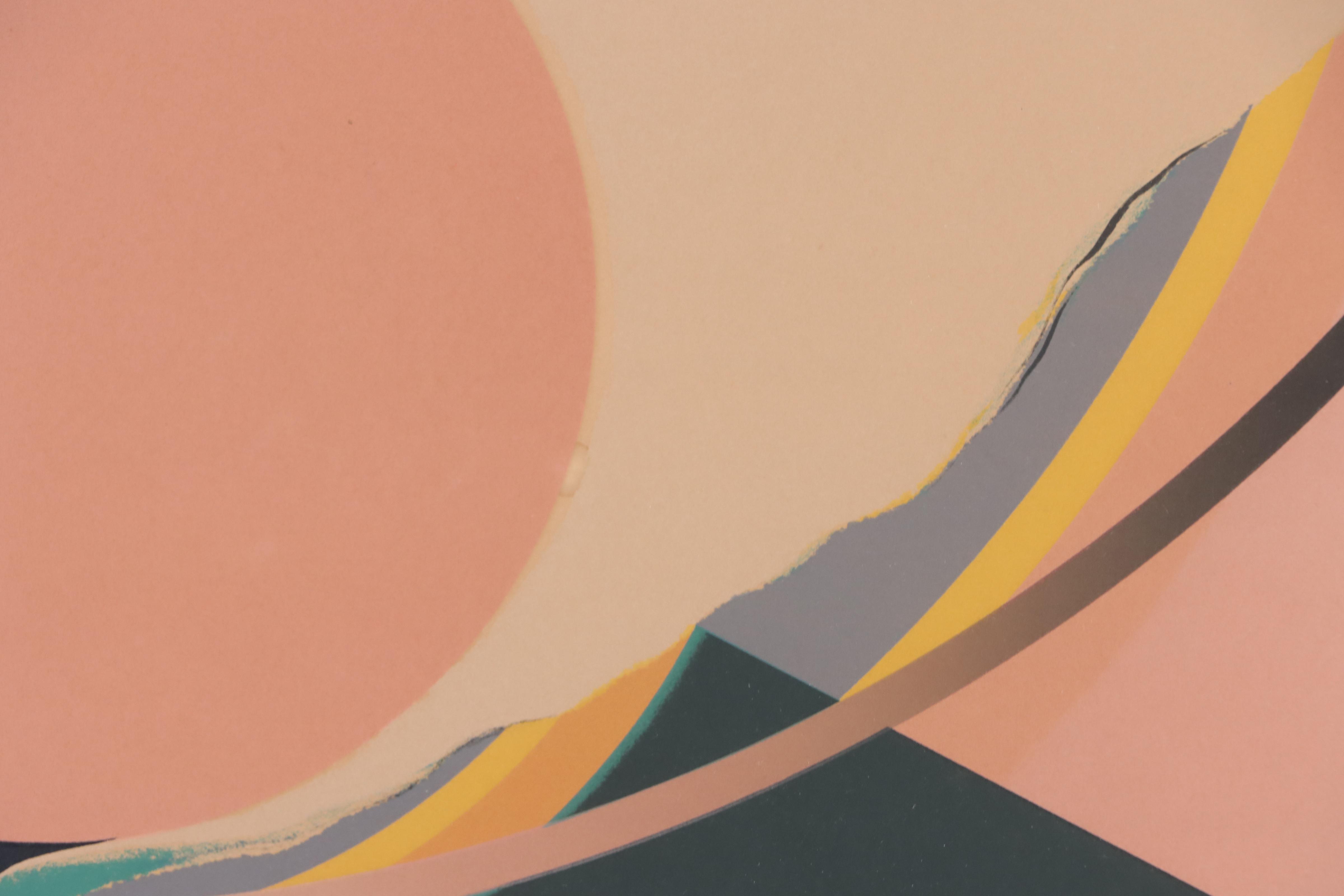 Toshiyuki Tanaka Abstract Geometric Color Lithograph, 1976