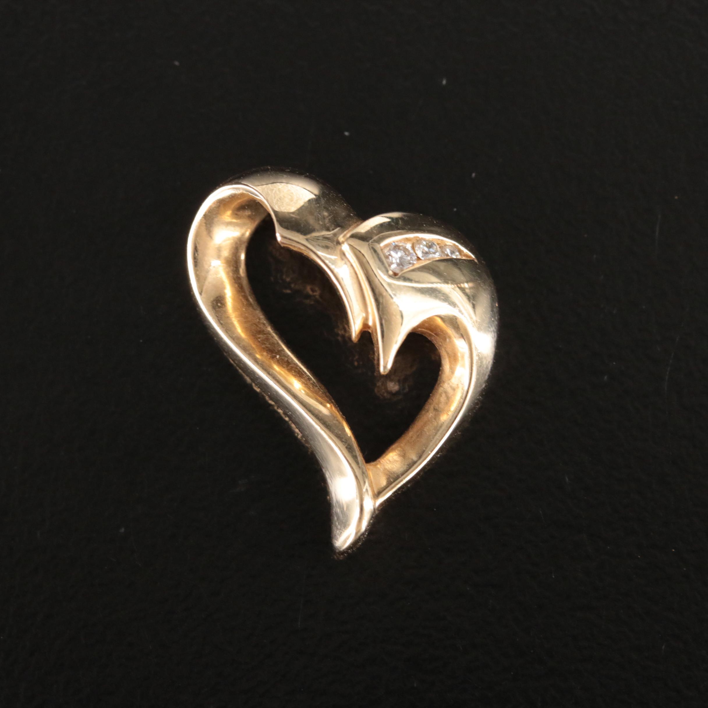 14K 0.06 CTW Diamond Heart Slide Pendant