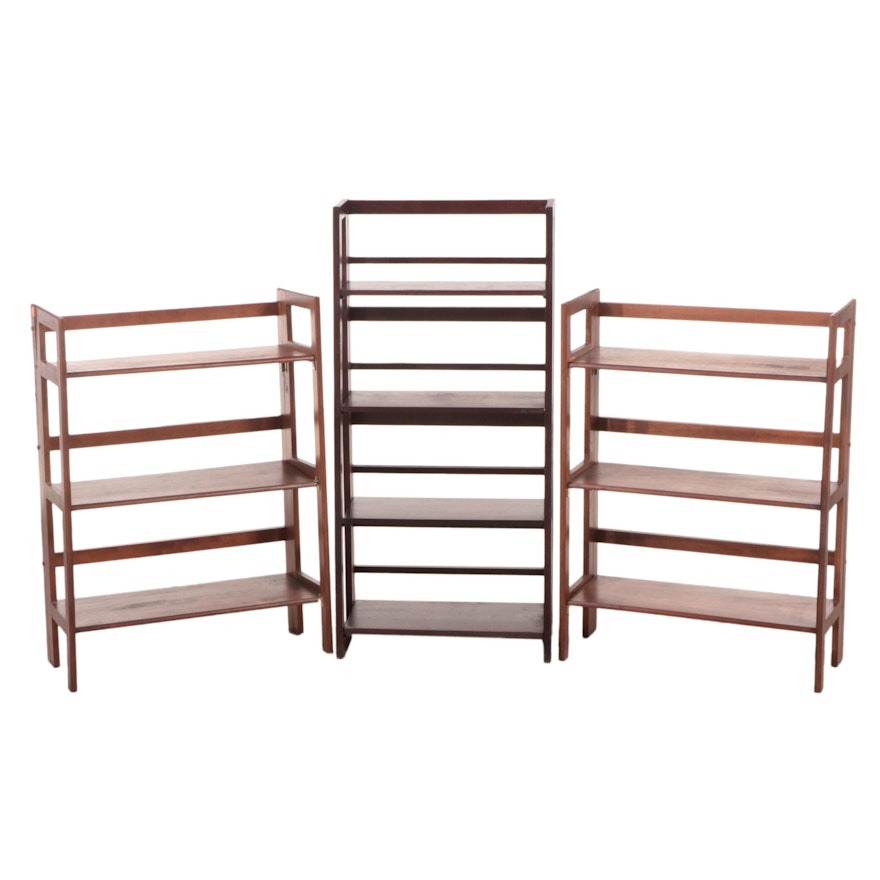 Three Wooden Collapsible Étagère Bookcases