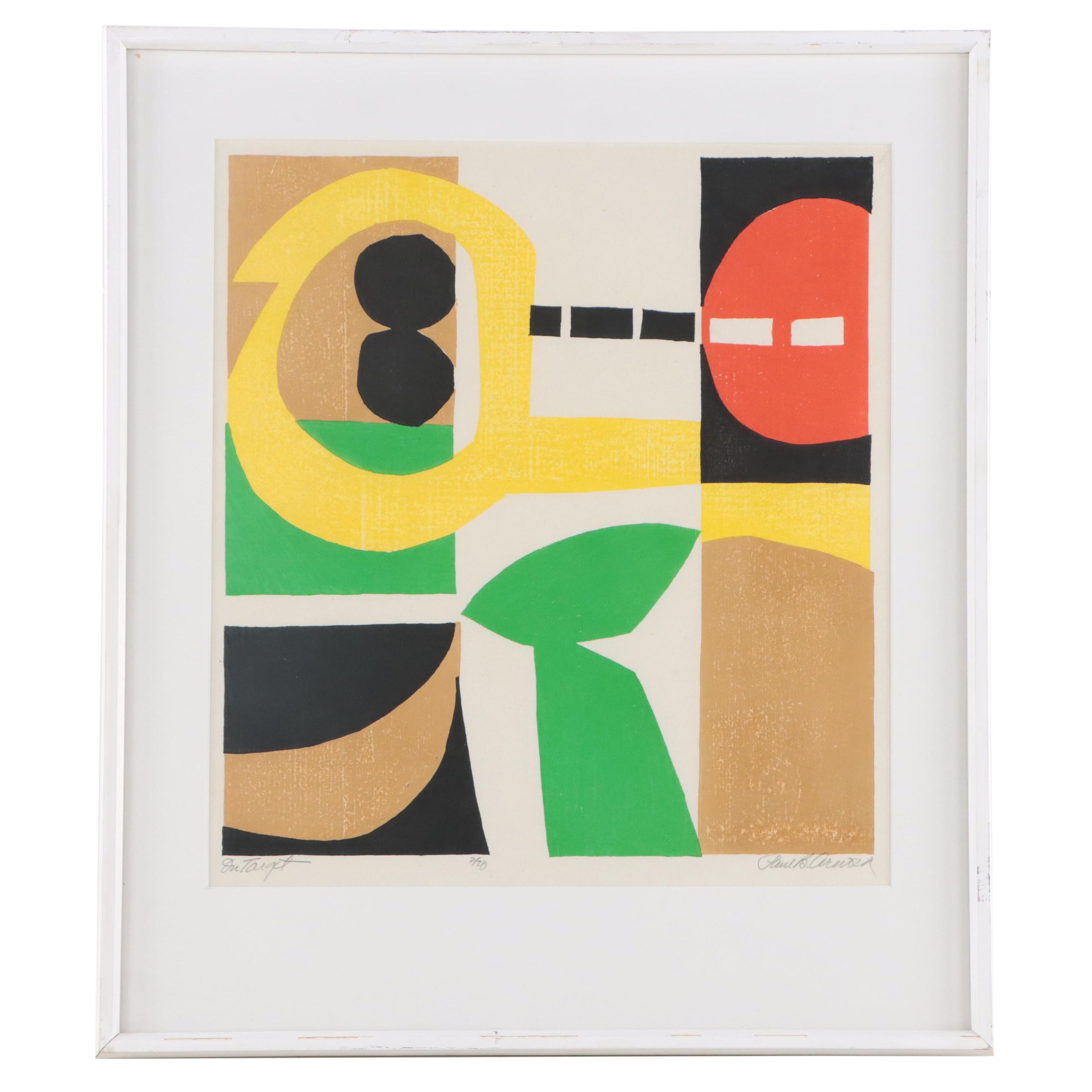 Paul Arnold Woodcut "On Target," Circa 1980