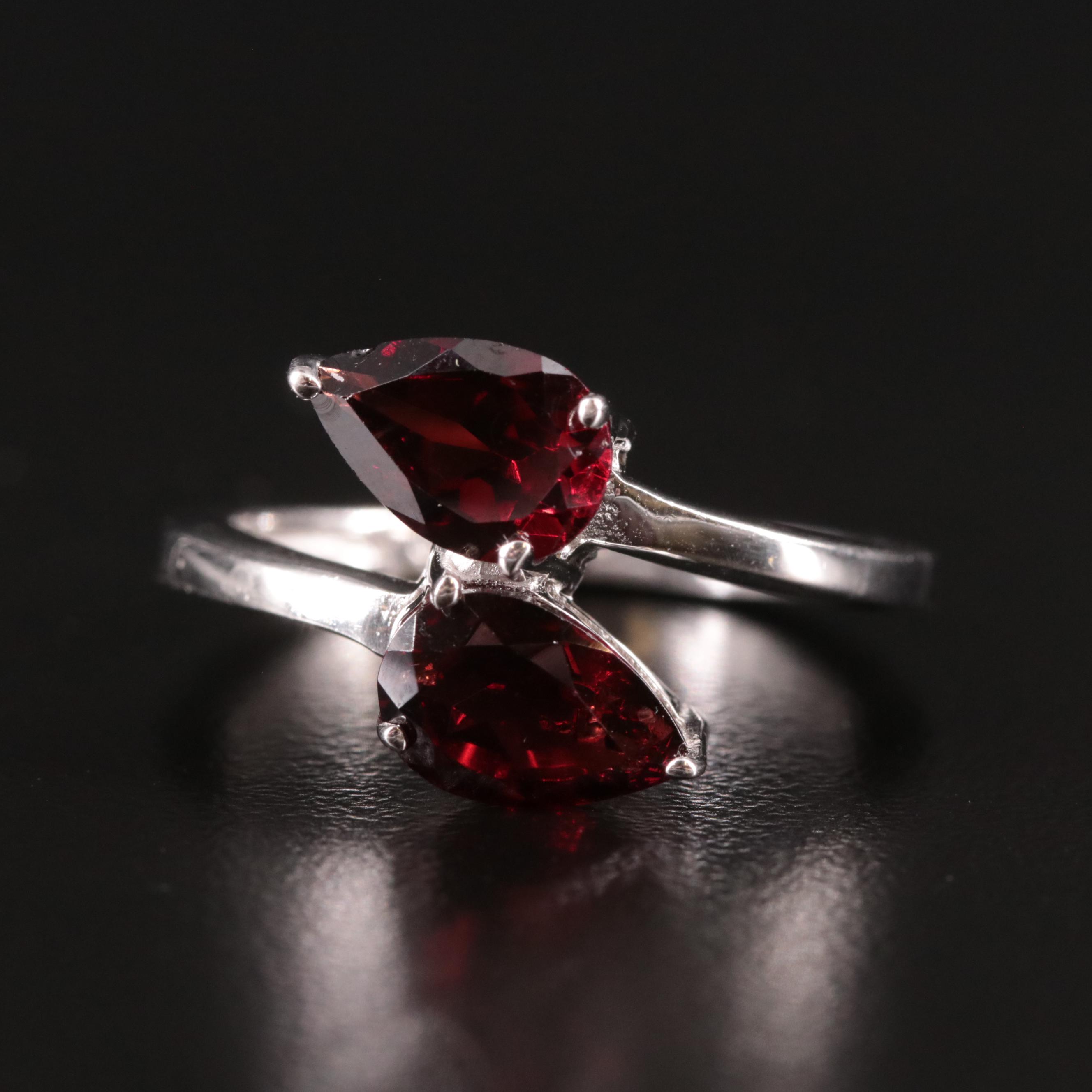 Sterling Garnet Bypass Ring