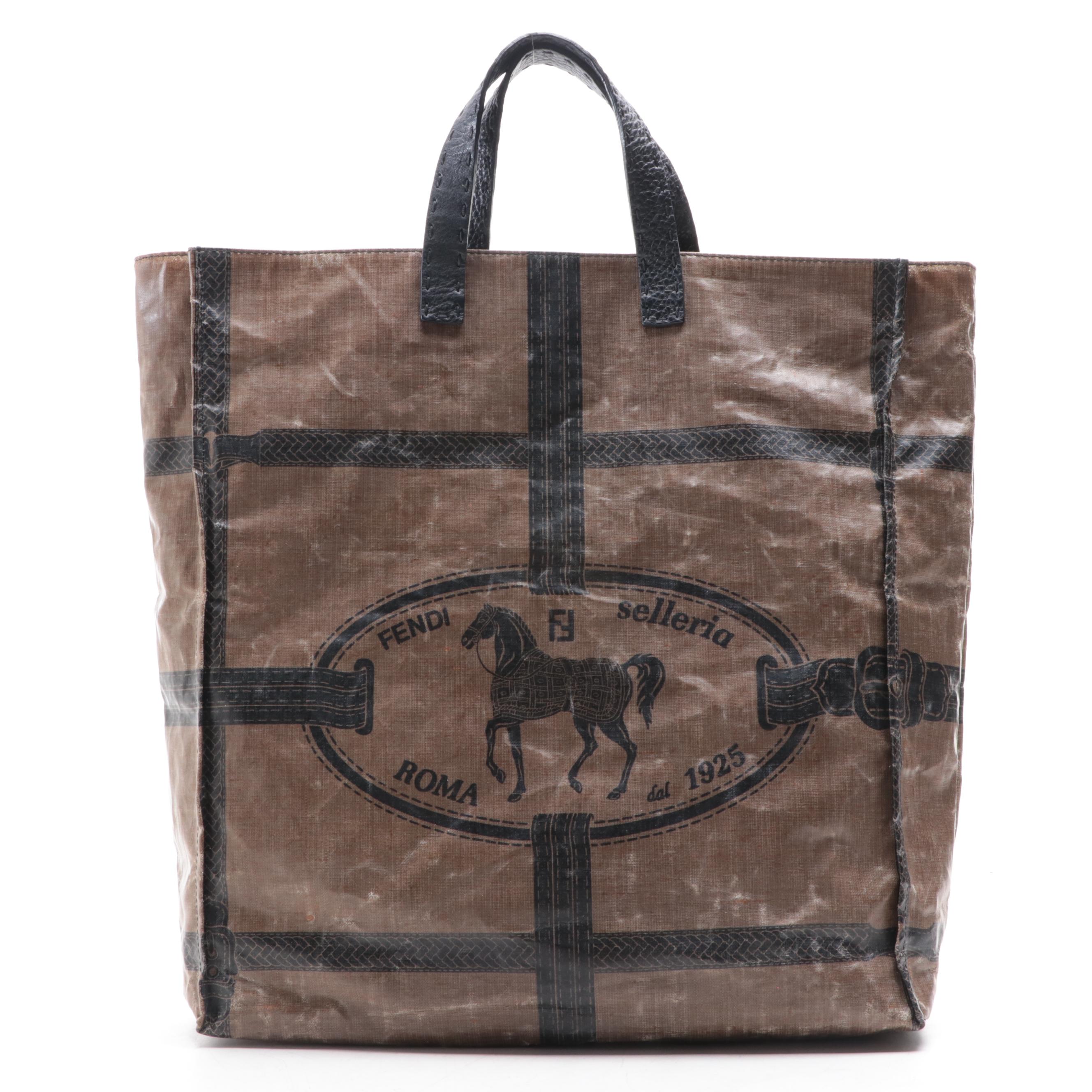 Fendi Selleria Tote in Coated Canvas and Leather