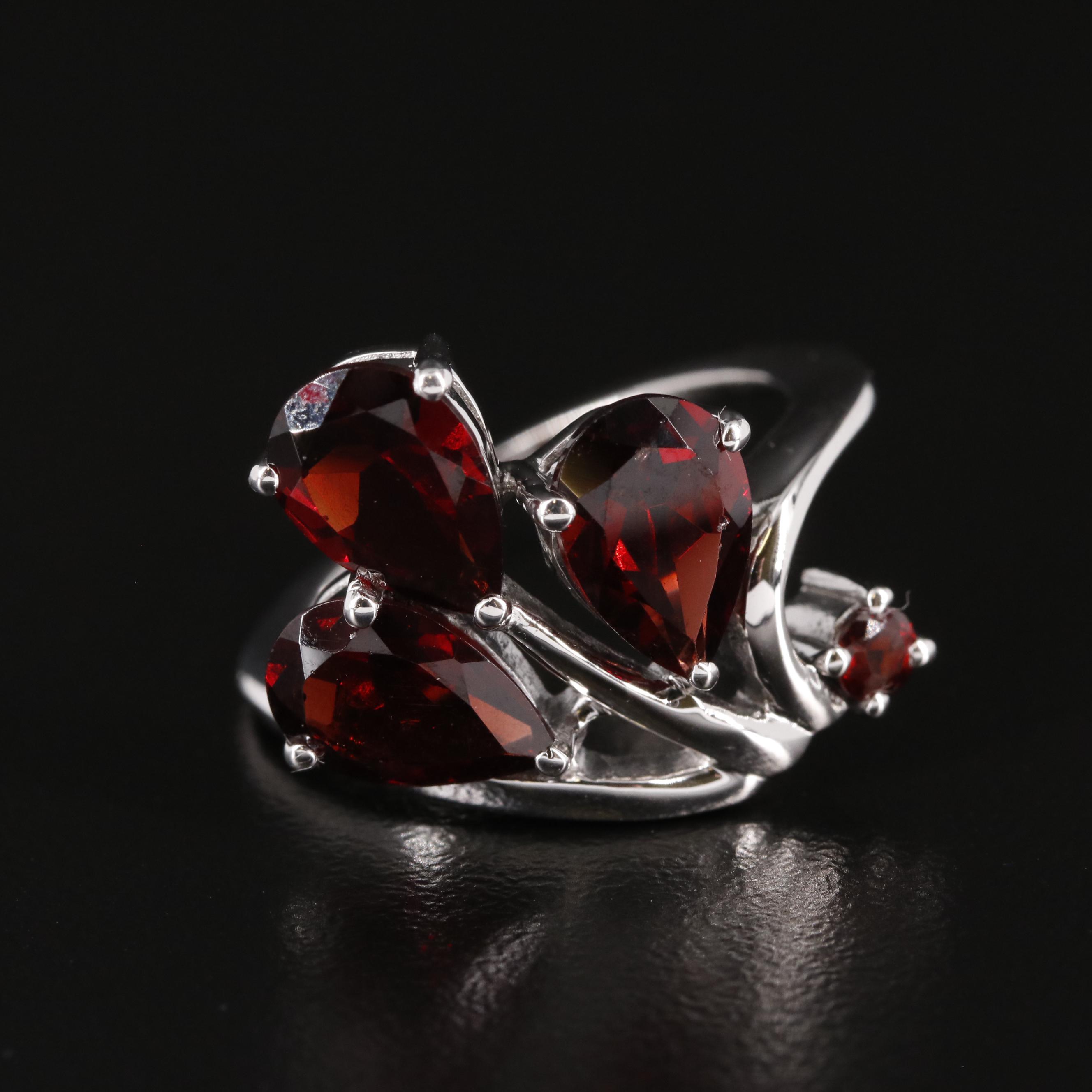 Sterling Garnet Spray Ring