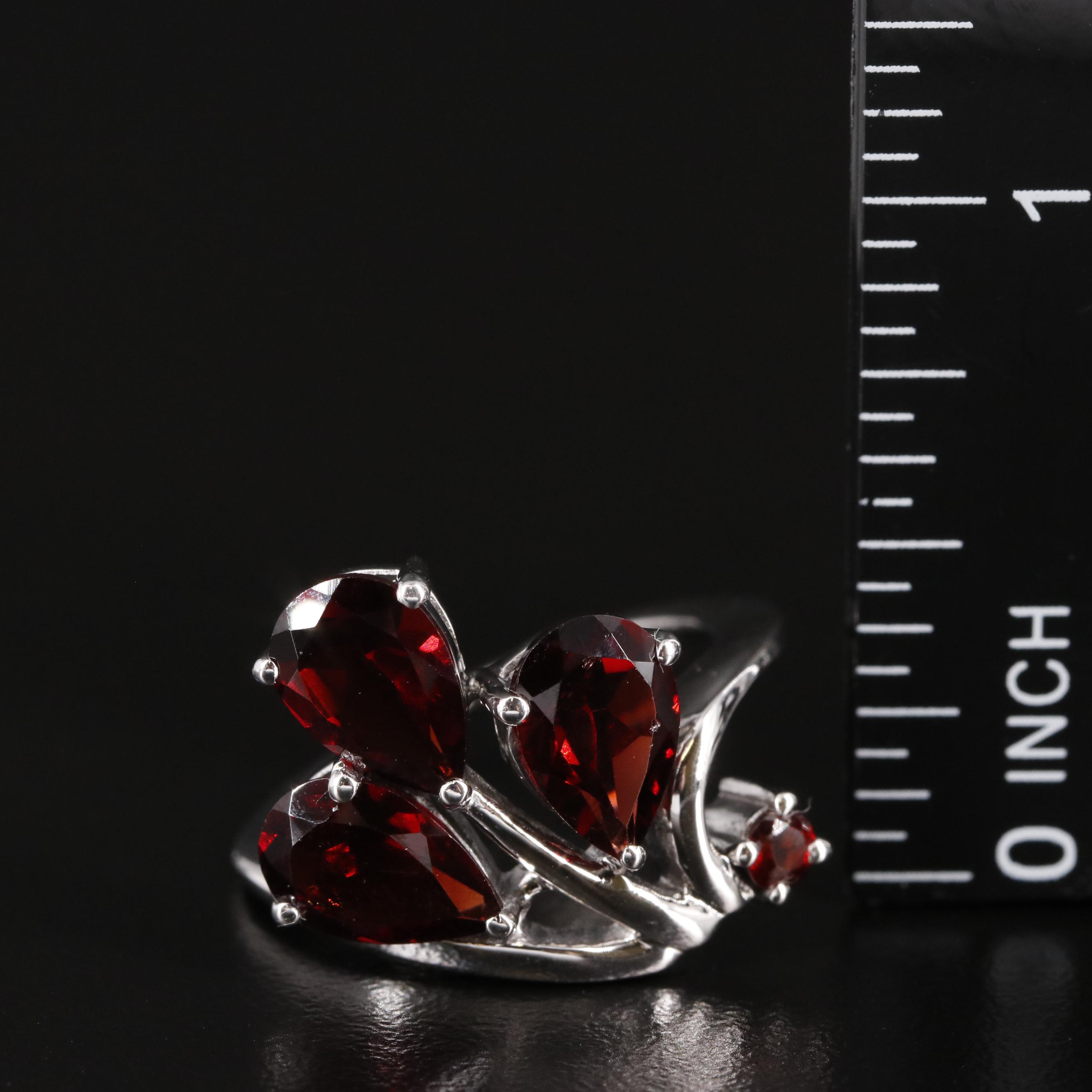 Sterling Garnet Spray Ring