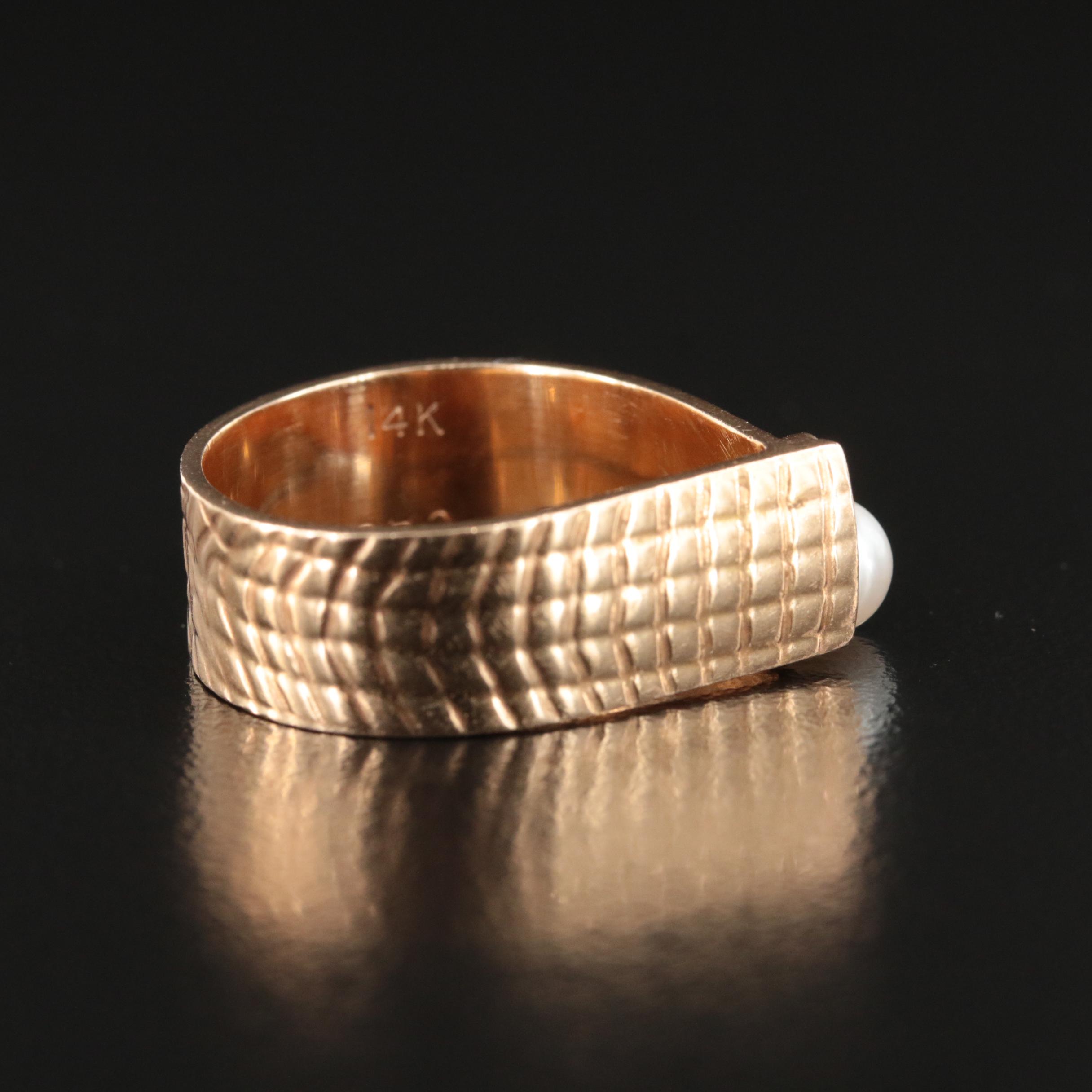 Contemporary 14K Pearl and Ruby Ring