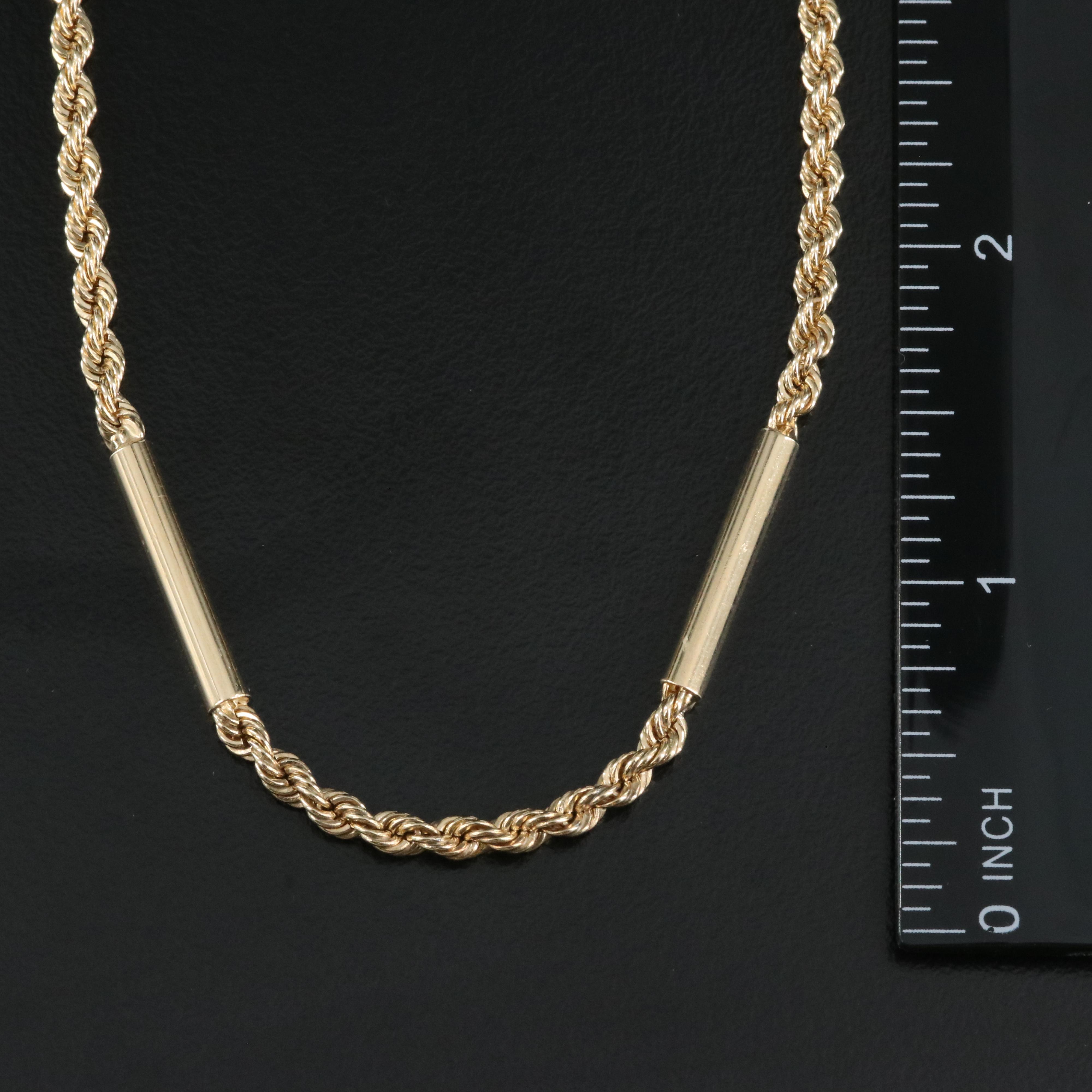 14K Rope and Bar Station Necklace