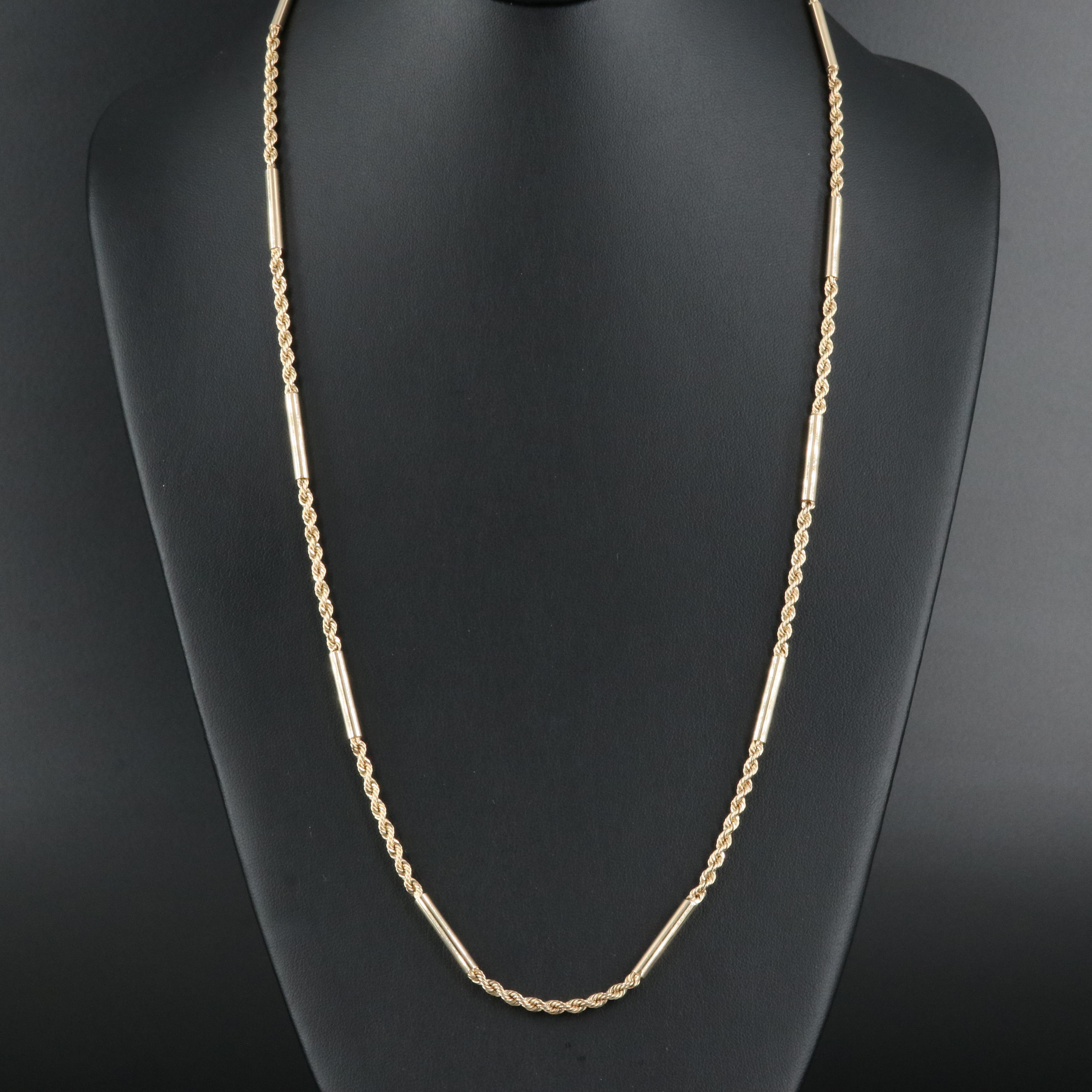 14K Rope and Bar Station Necklace