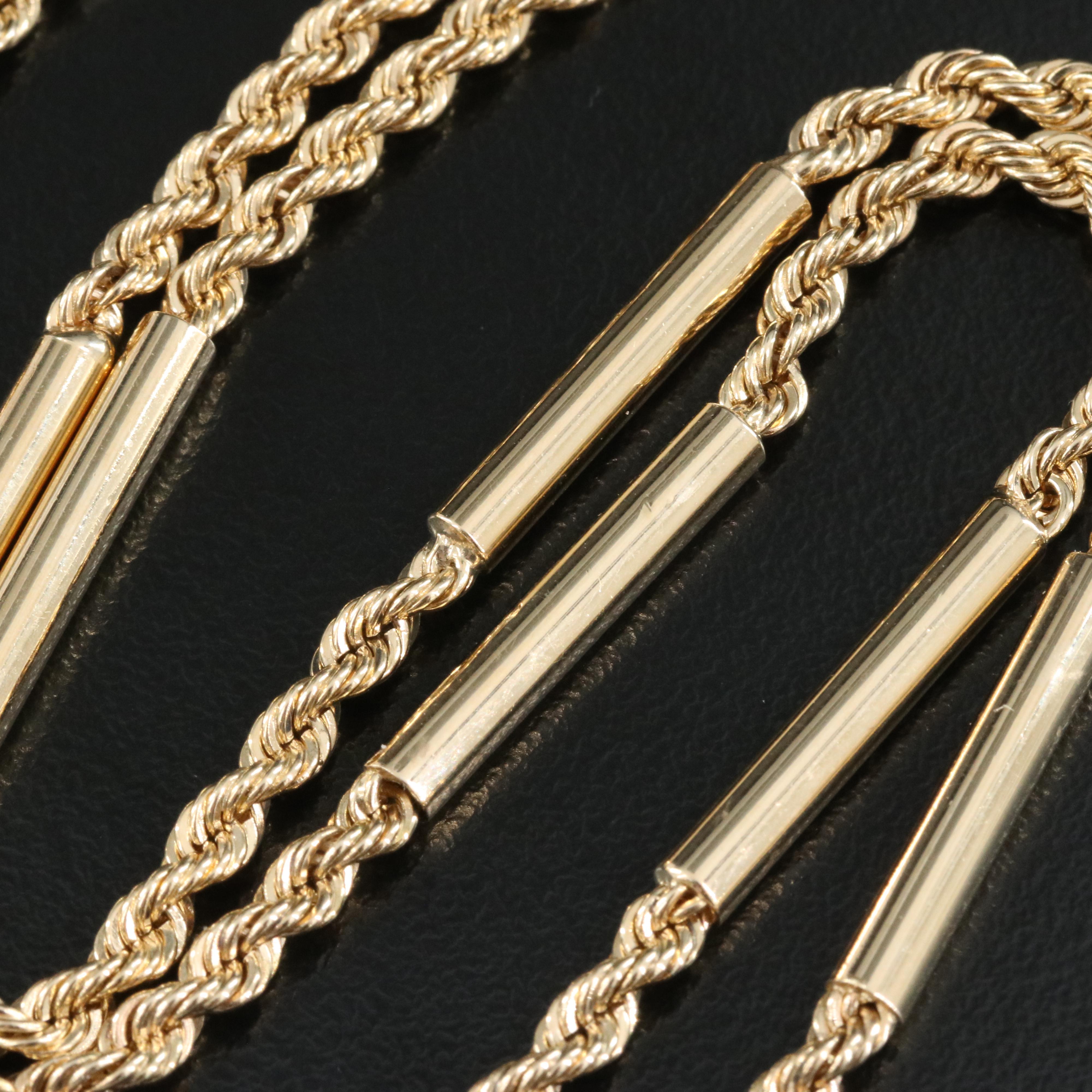 14K Rope and Bar Station Necklace