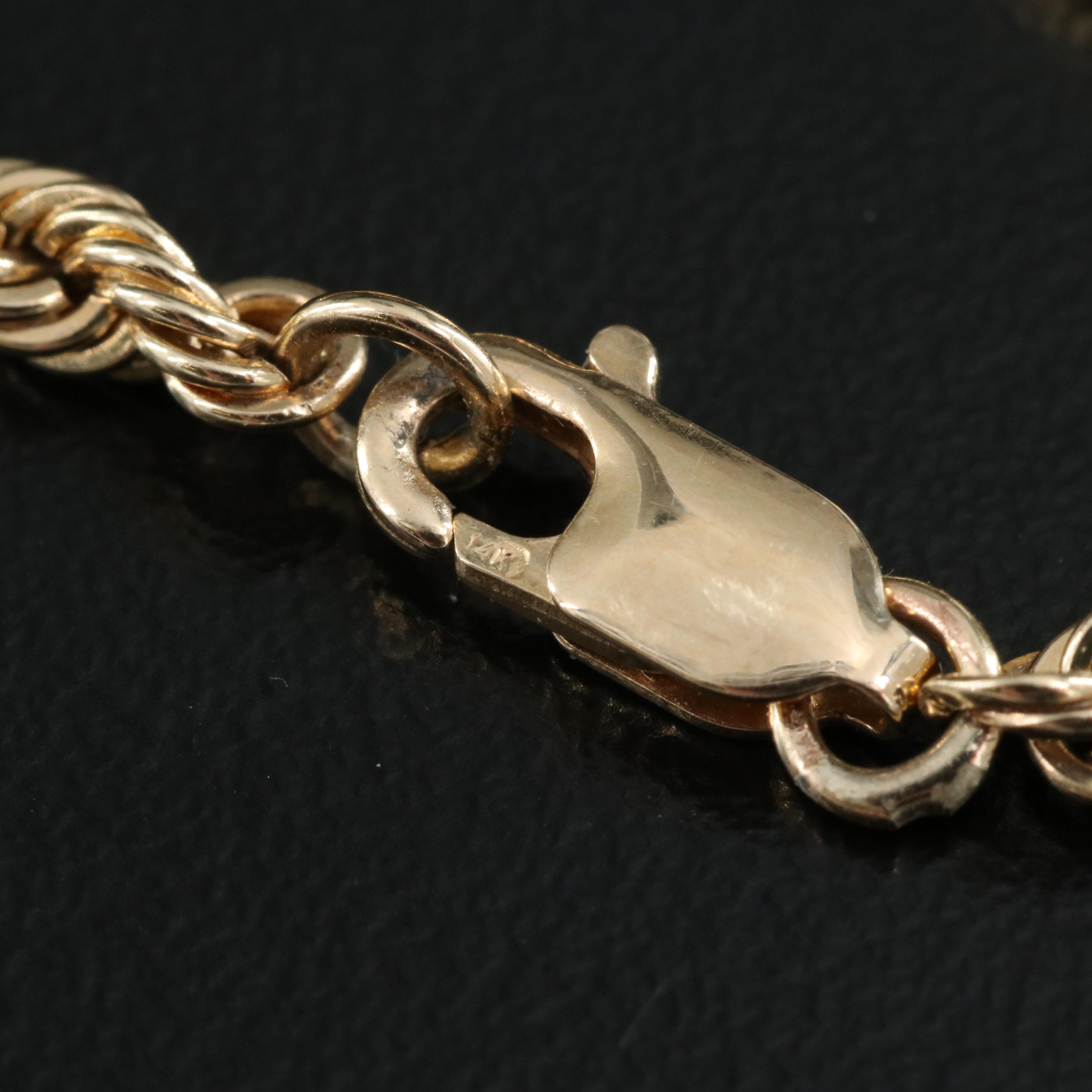 14K Rope and Bar Station Necklace