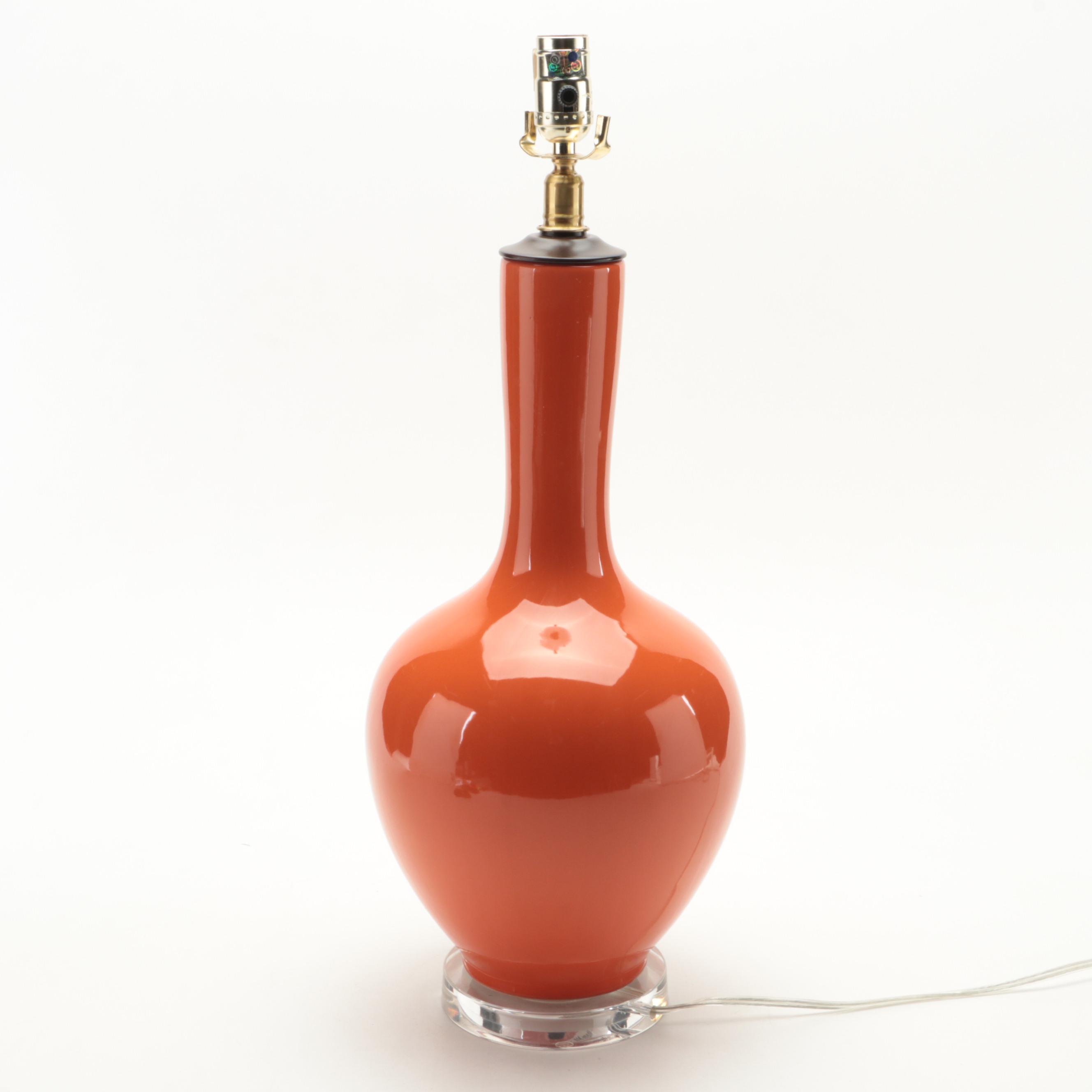 Orange Porcelain and Acrylic Table Lamp, 21st Century