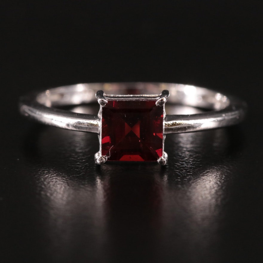 Sterling Garnet Solitaire Ring