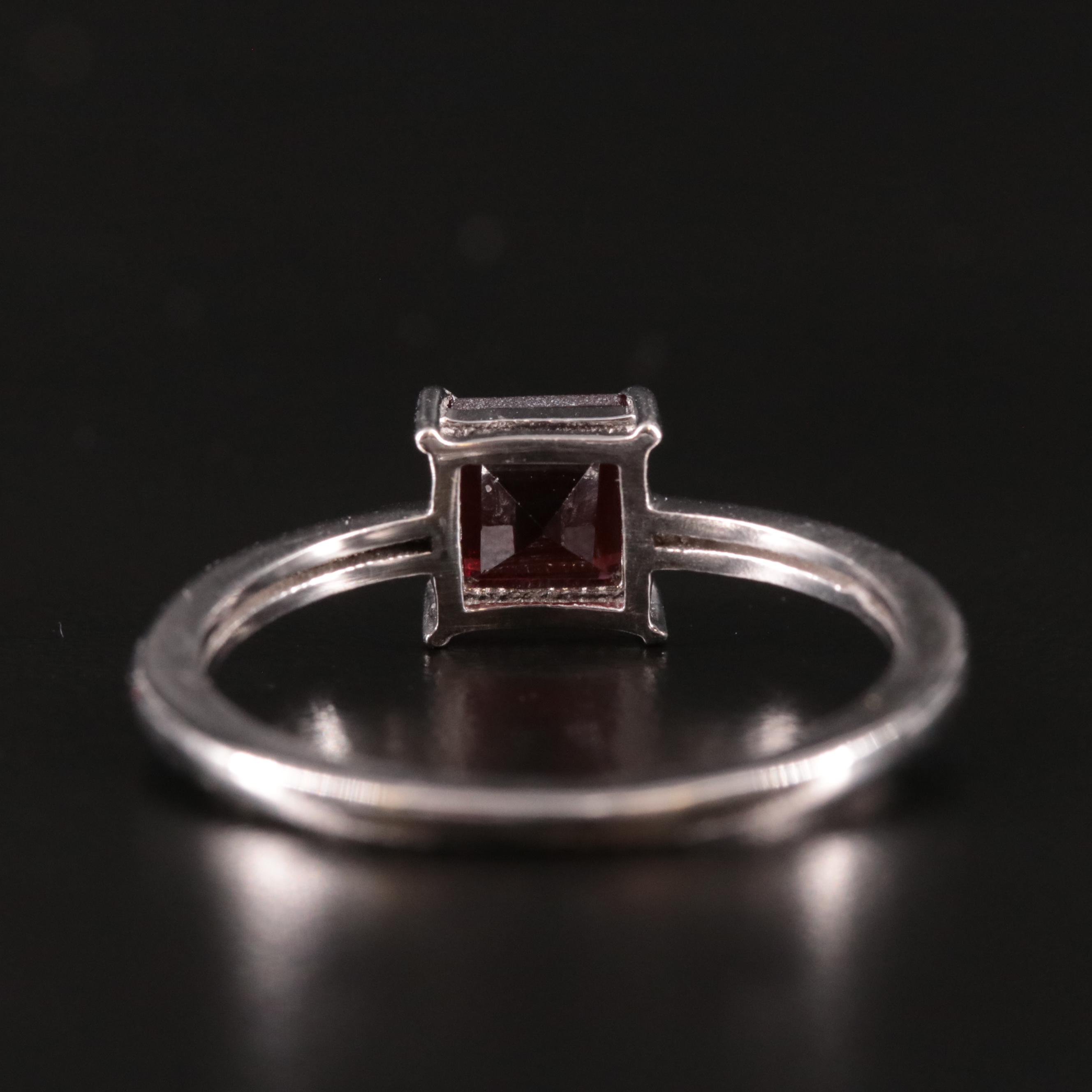 Sterling Garnet Solitaire Ring