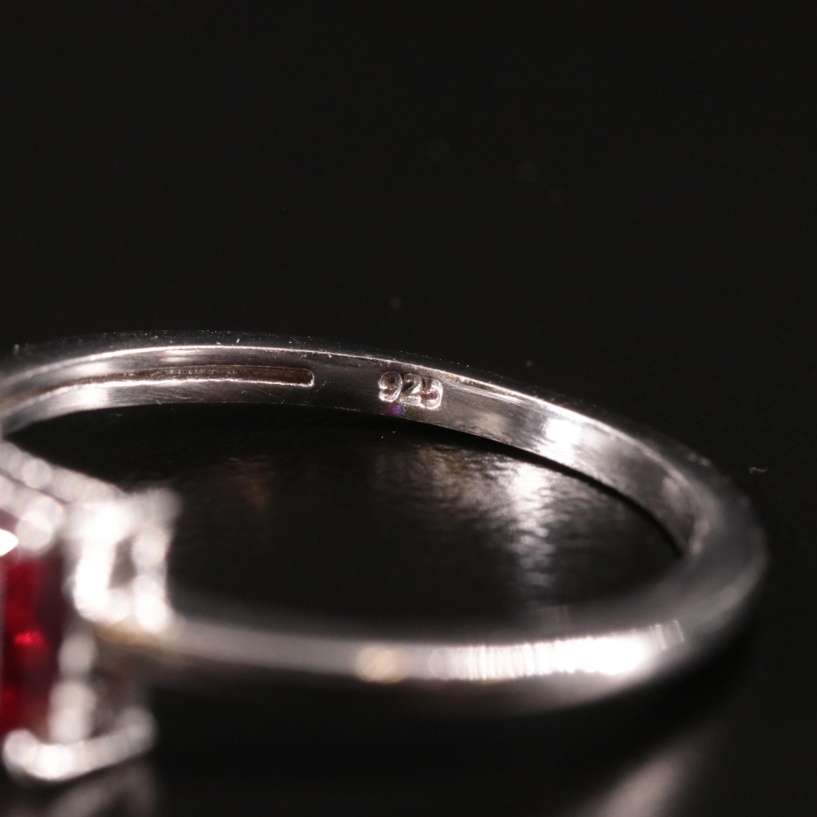Sterling Garnet Solitaire Ring