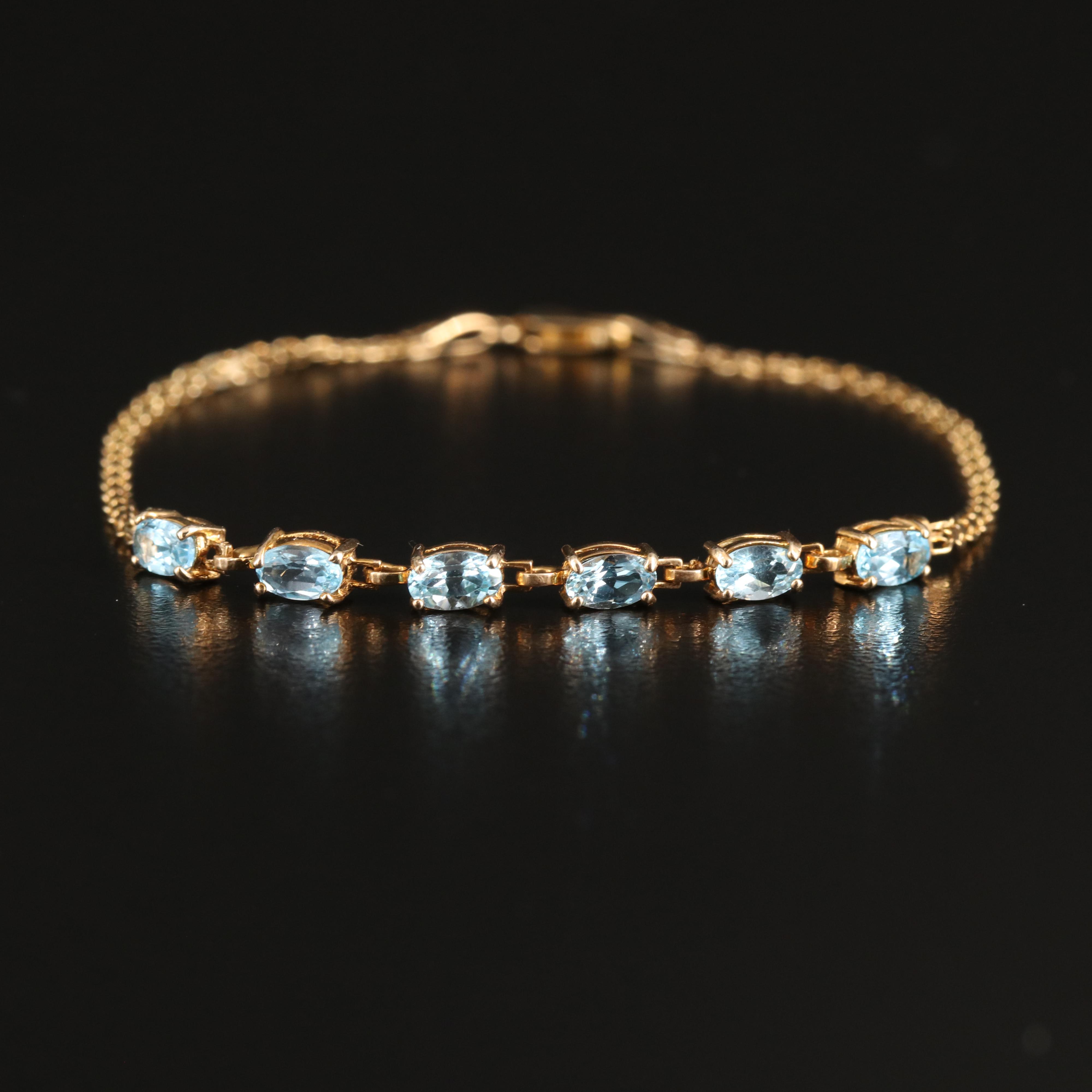 10K Swiss Blue Topaz Bracelet