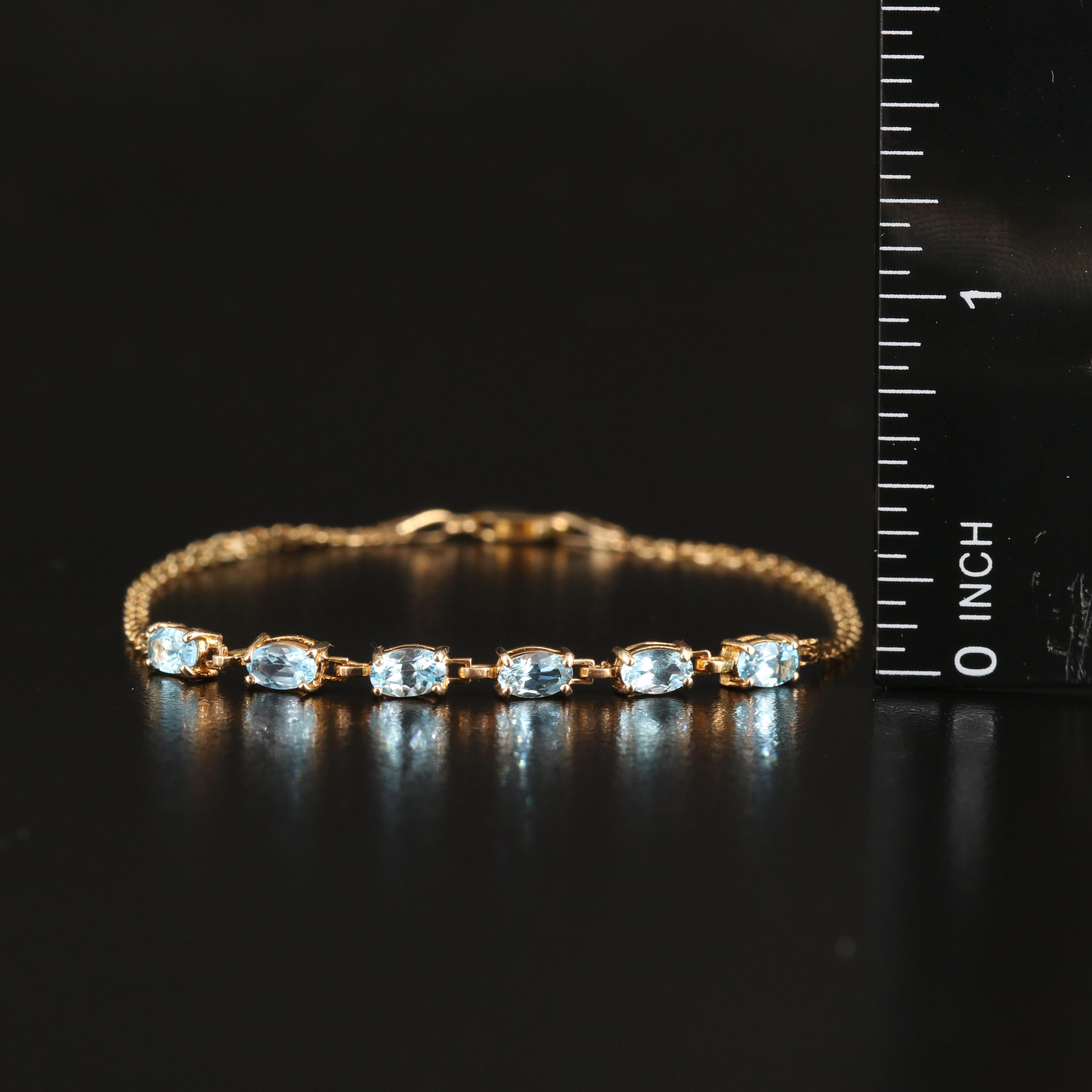 10K Swiss Blue Topaz Bracelet