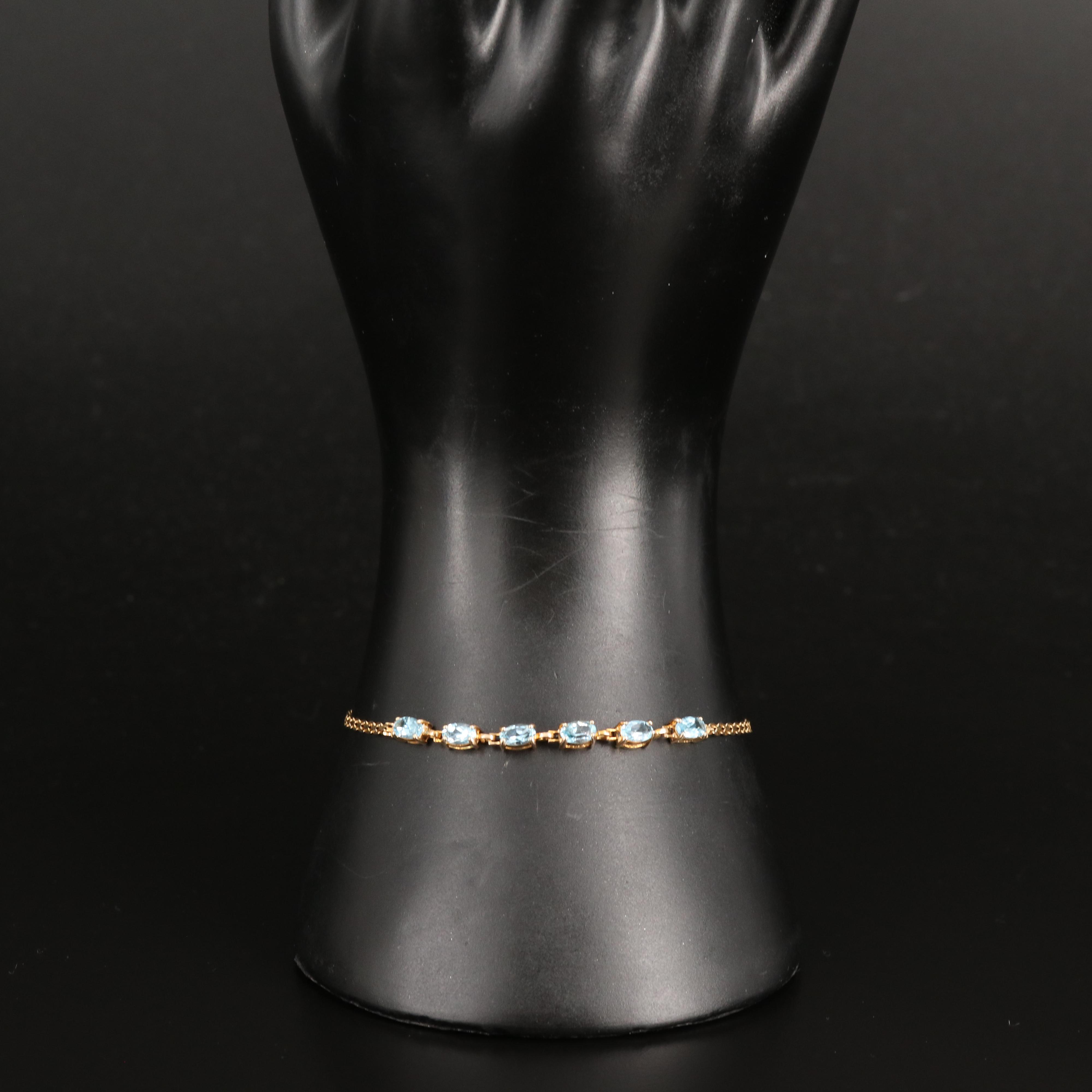 10K Swiss Blue Topaz Bracelet